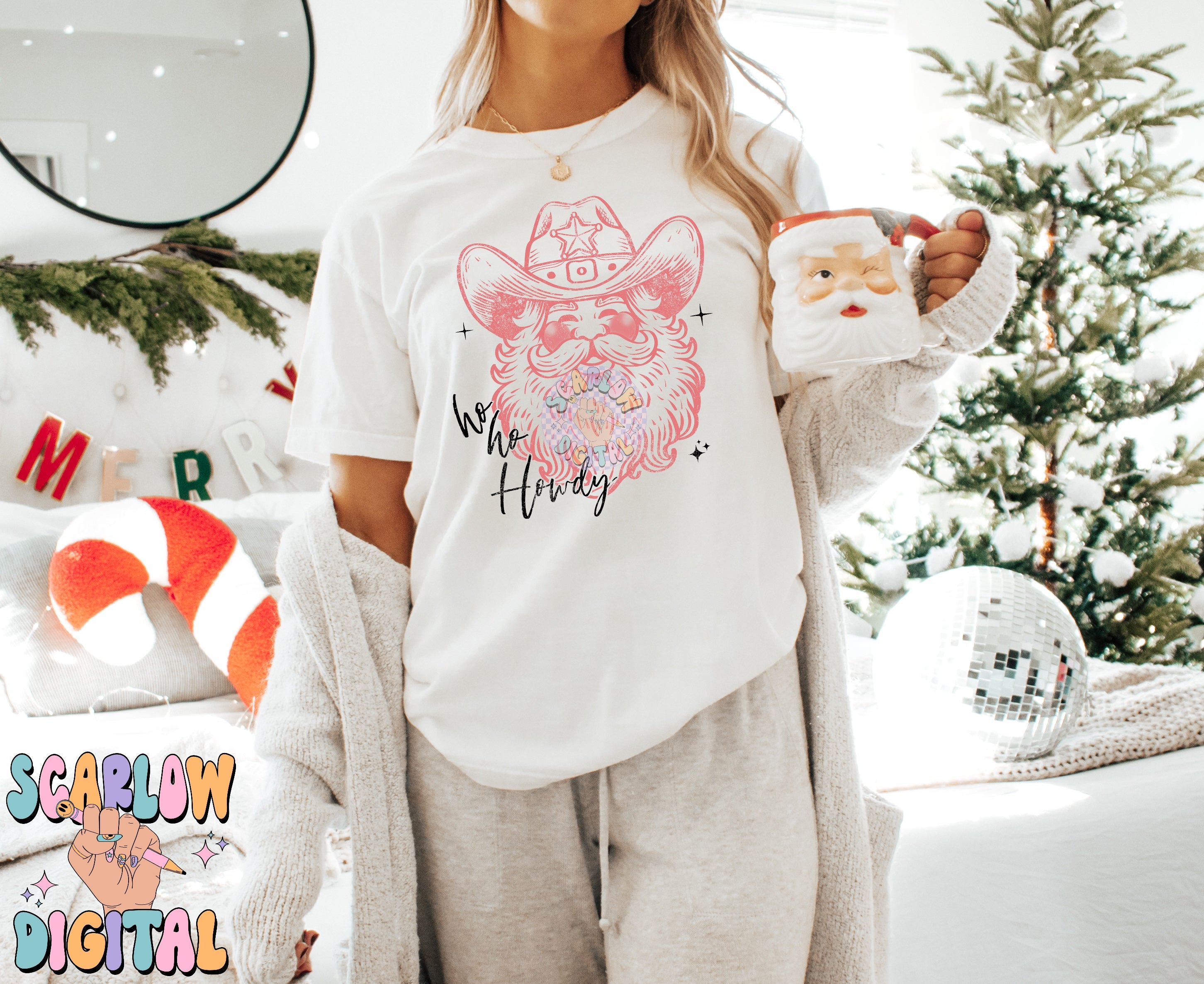Ho Ho Howdy PNG Digital Design Download, vintage christmas png, santa claus png, country christmas designs, christmas prints, vintage prints 4