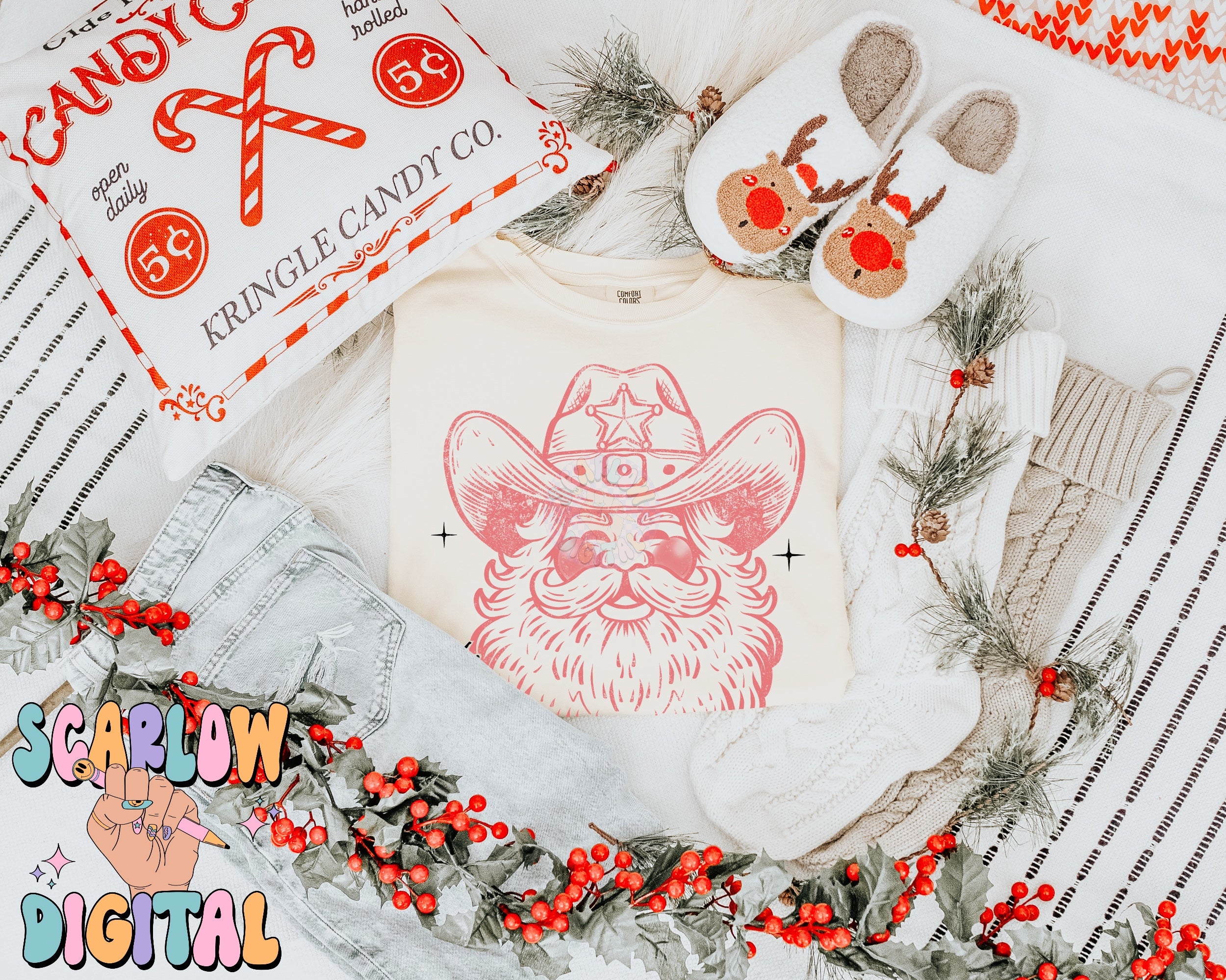 Ho Ho Howdy PNG Digital Design Download, vintage christmas png, santa claus png, country christmas designs, christmas prints, vintage prints 5