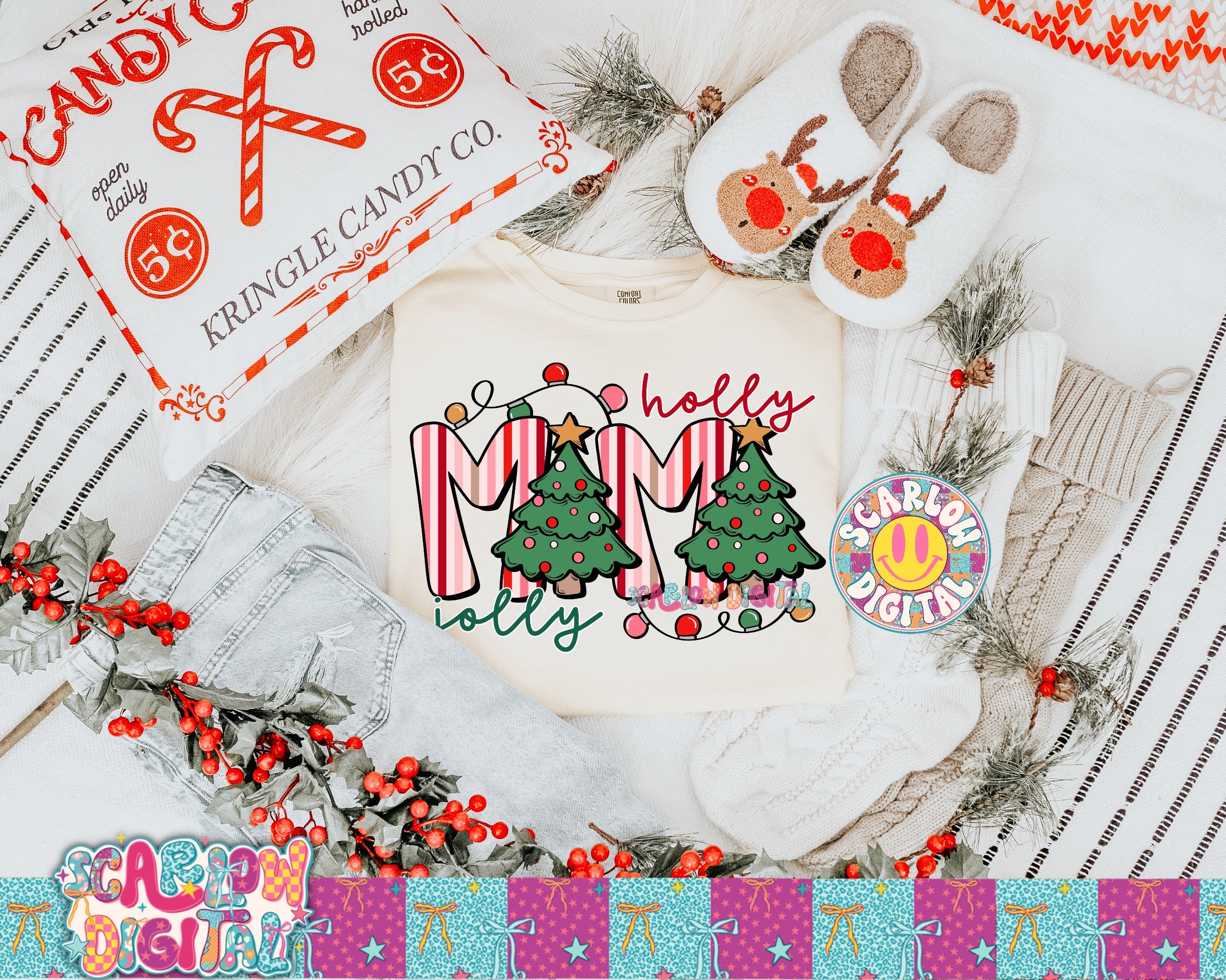 Holly Jolly Mama PNG Digital Design