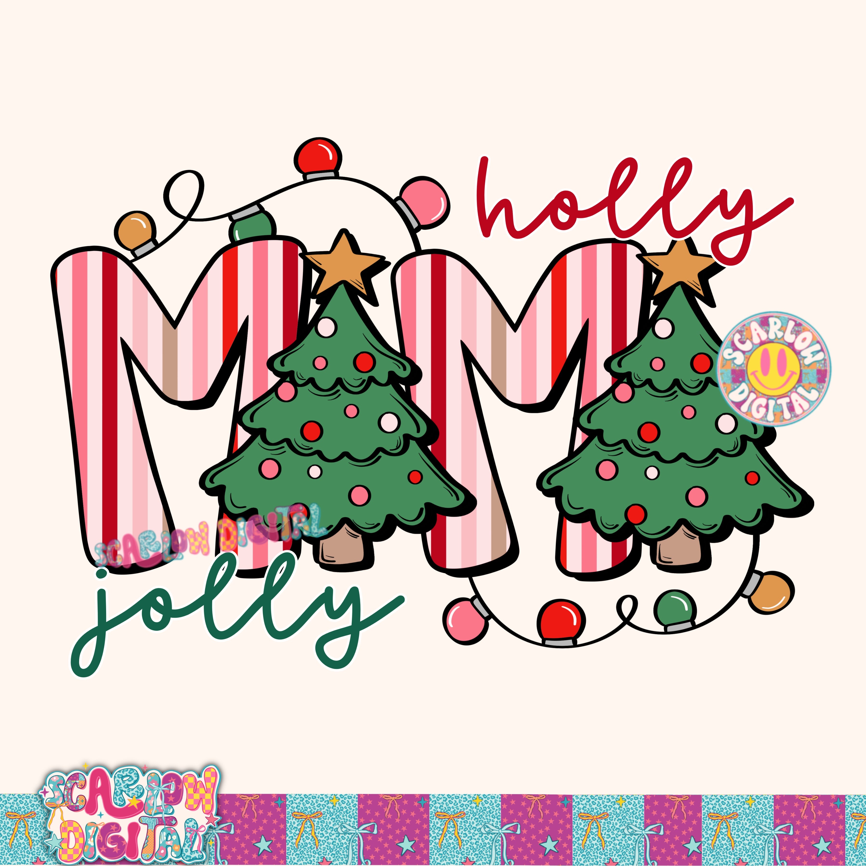 Holly Jolly Mama PNG Digital Design 2