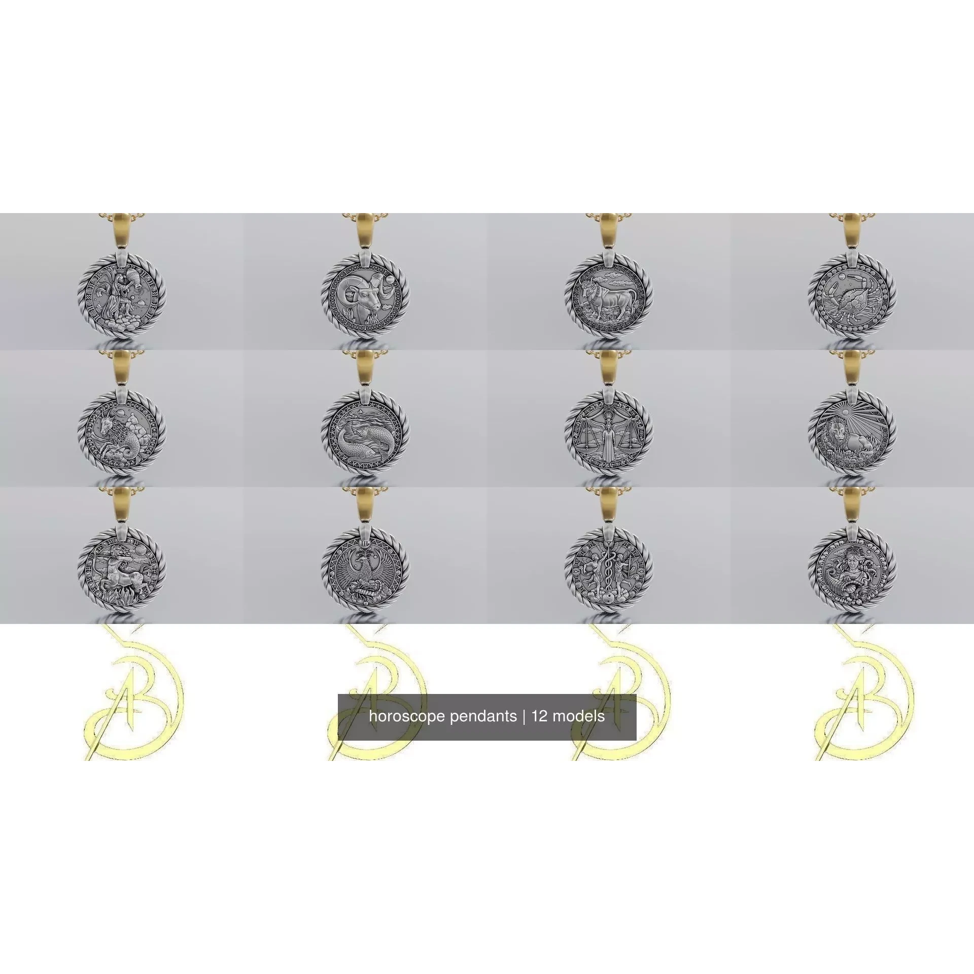 horoscope pendants 3D Model Pack 2