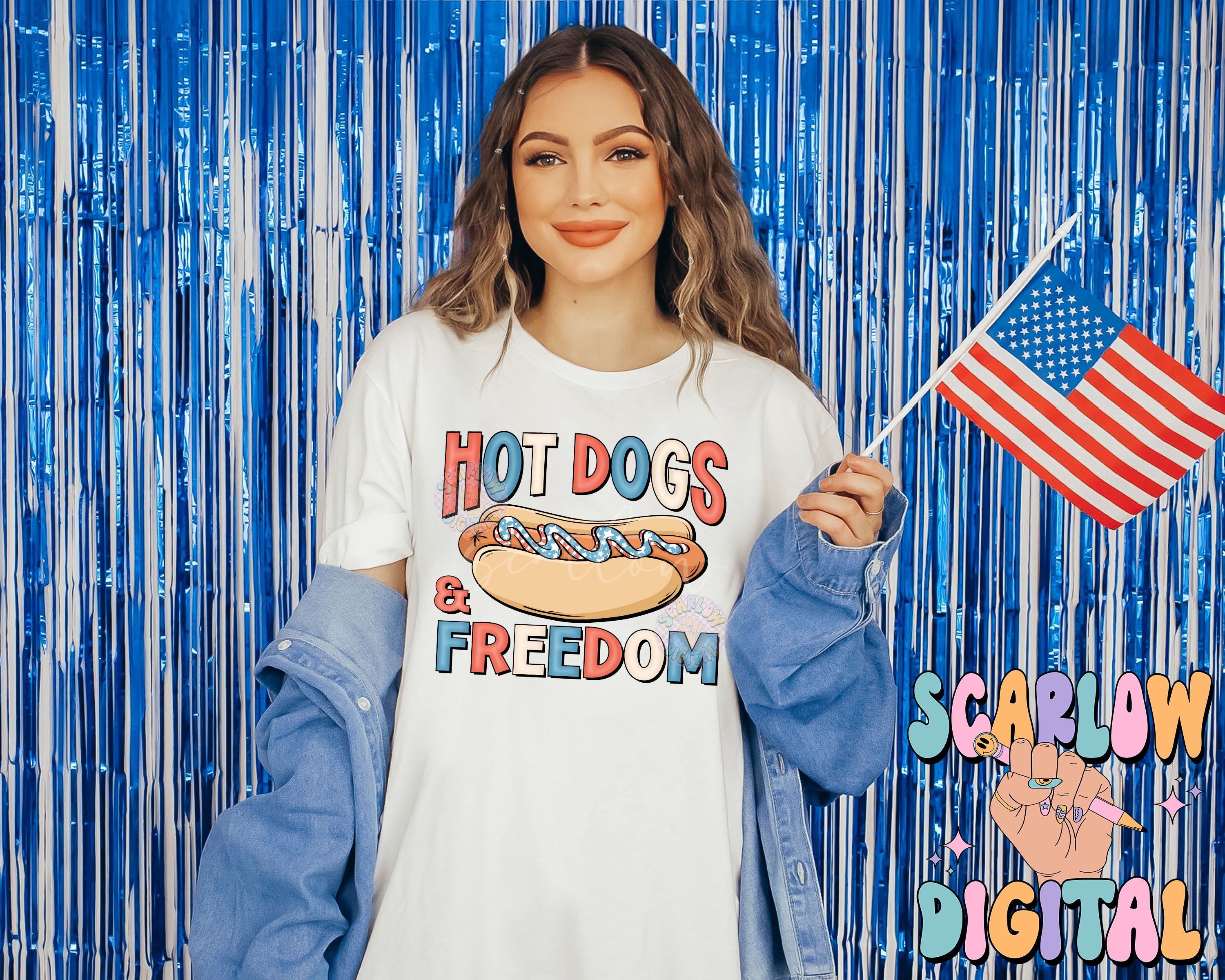 Hot Dogs and Freedom PNG-July 4th Sublimation Digital Design Download-american flag png, summer food png, red white and blue png designs 2