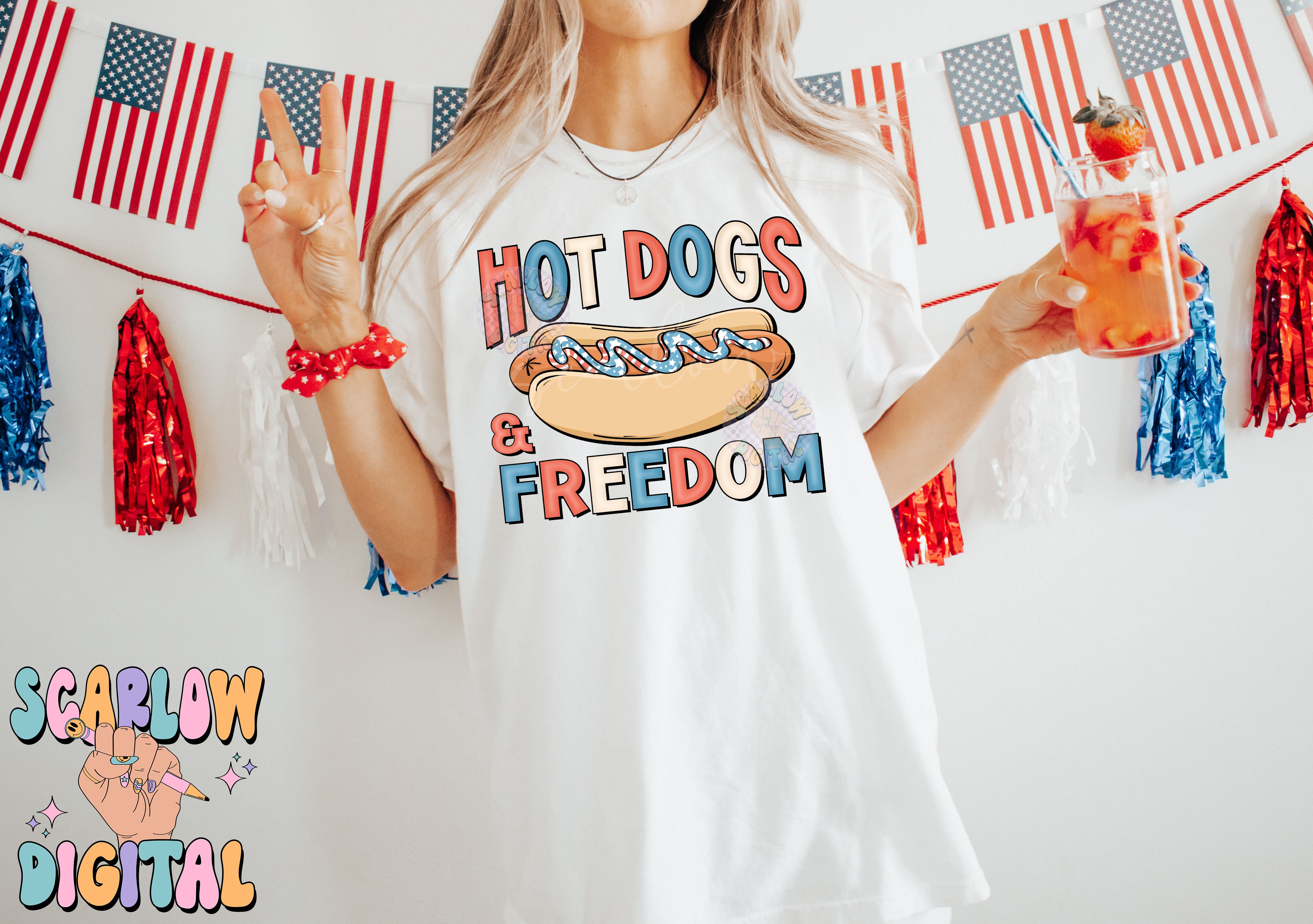 Hot Dogs and Freedom PNG-July 4th Sublimation Digital Design Download-american flag png, summer food png, red white and blue png designs 5