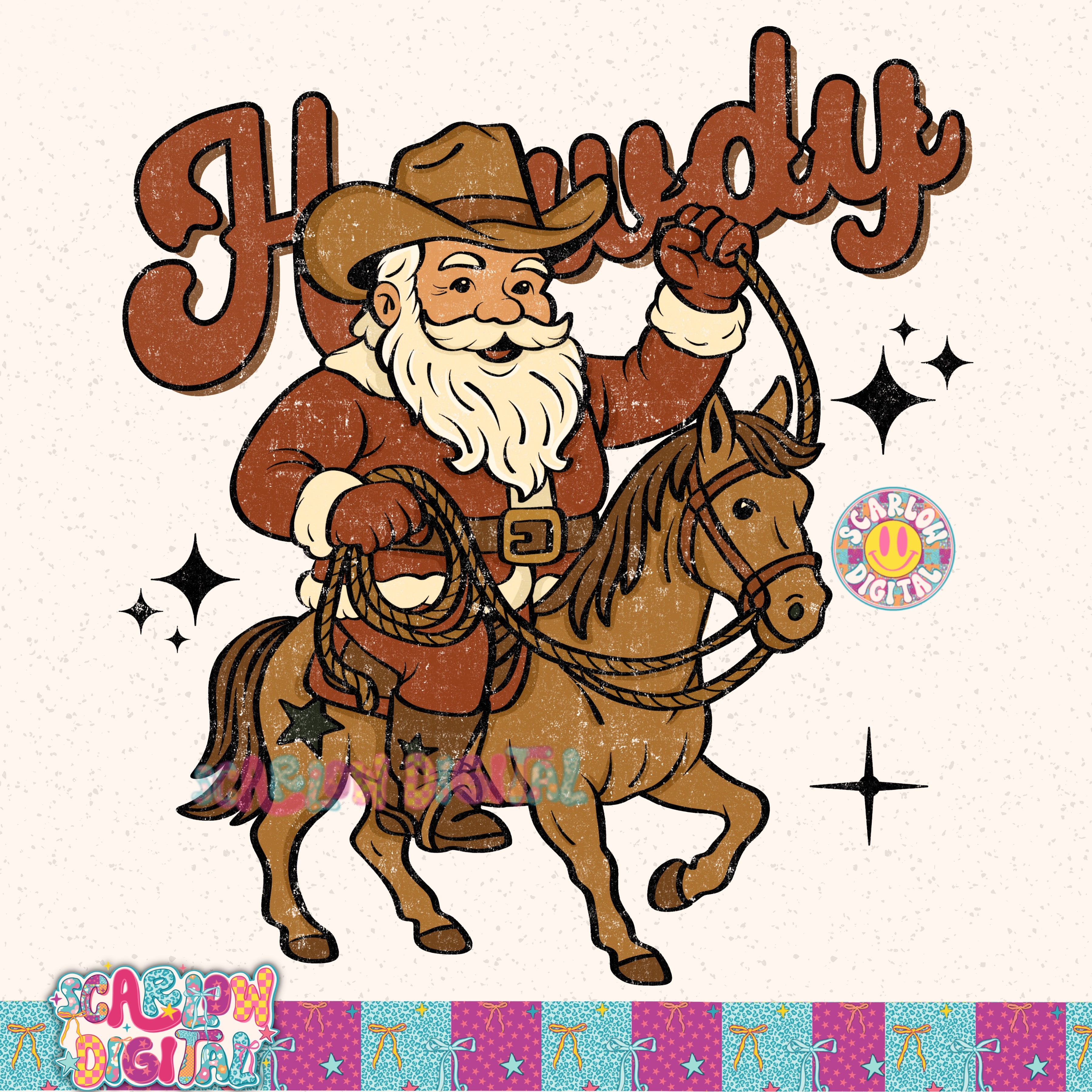 Howdy Christmas Santa PNG Digital Design 3