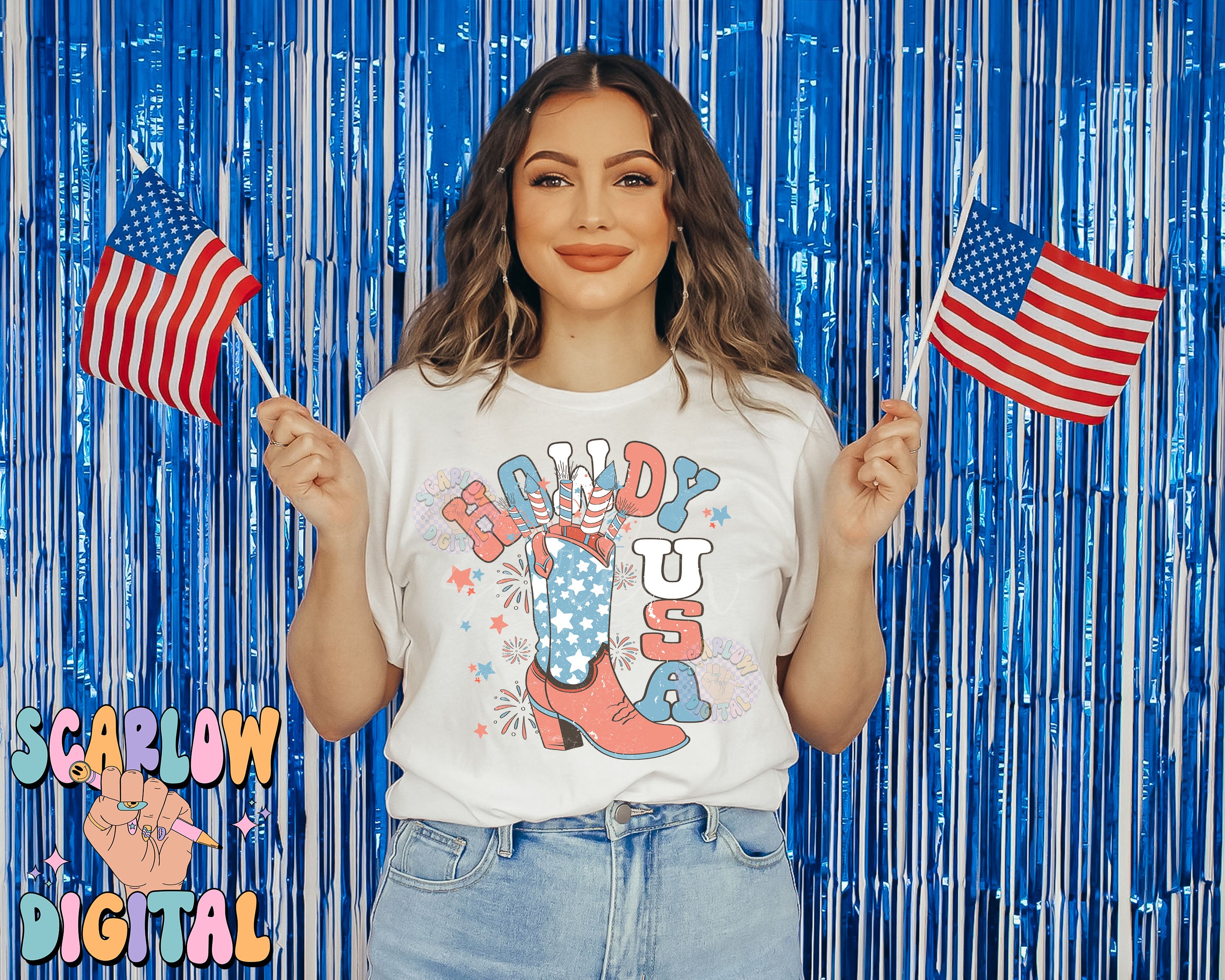 Howdy USA PNG-Fourth of July Sublimation Digital Design Download-patriotic png, stars & stripes png, fireworks png, western png, america png 2