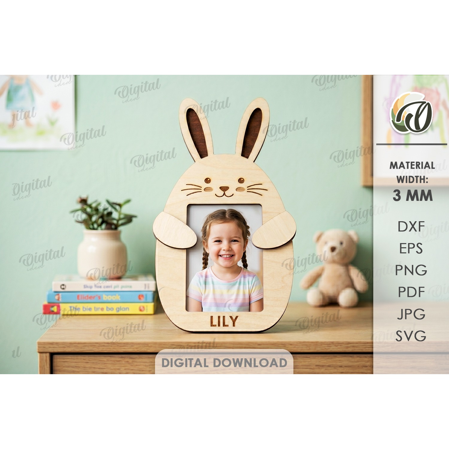 Hugging Animal Photo Frames Bundle Laser Cut. Kids SVG 2