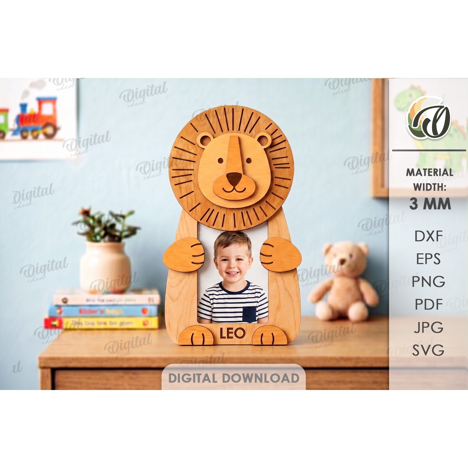 Hugging Animal Photo Frames Bundle Laser Cut. Kids SVG 11