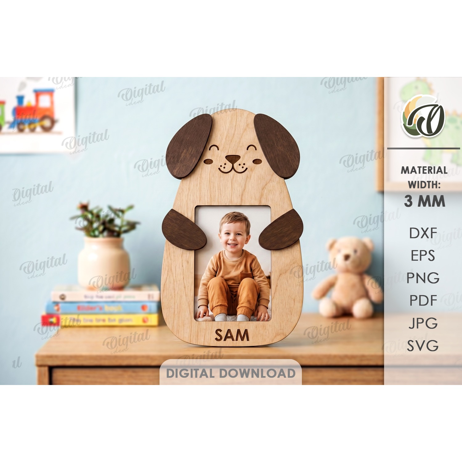 Hugging Animal Photo Frames Bundle Laser Cut. Kids SVG 12
