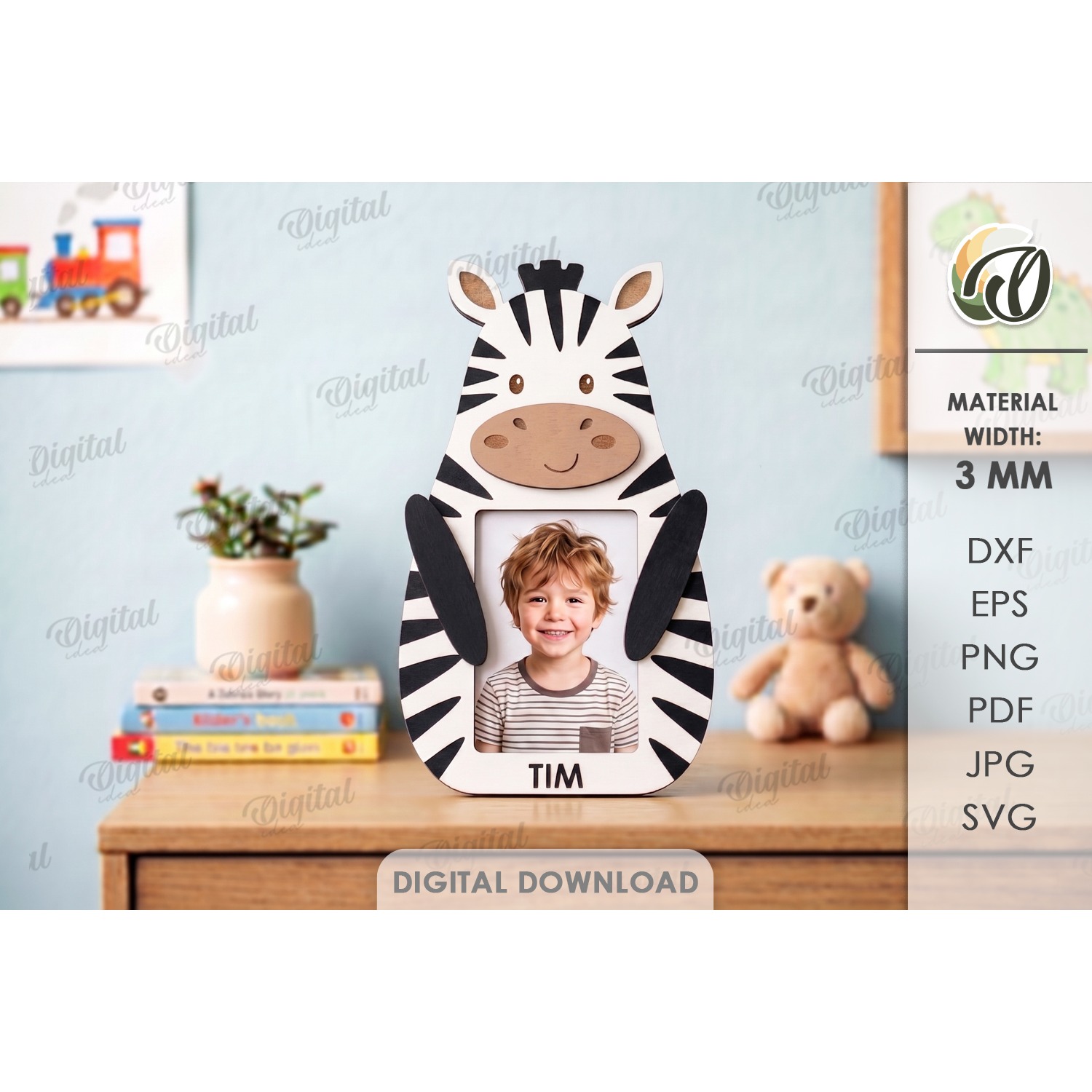 Hugging Animal Photo Frames Bundle Laser Cut. Kids SVG 13