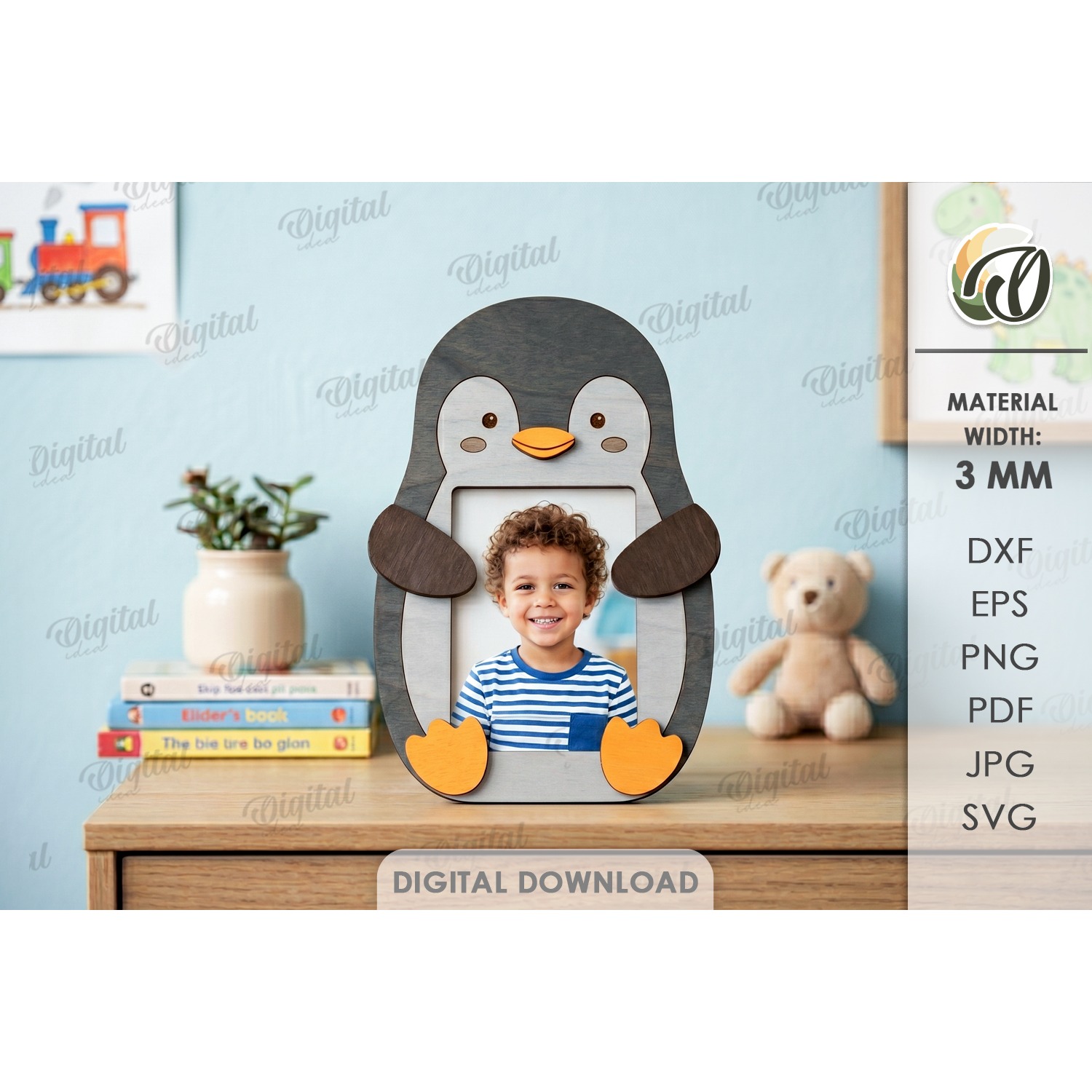 Hugging Animal Photo Frames Bundle Laser Cut. Kids SVG 4