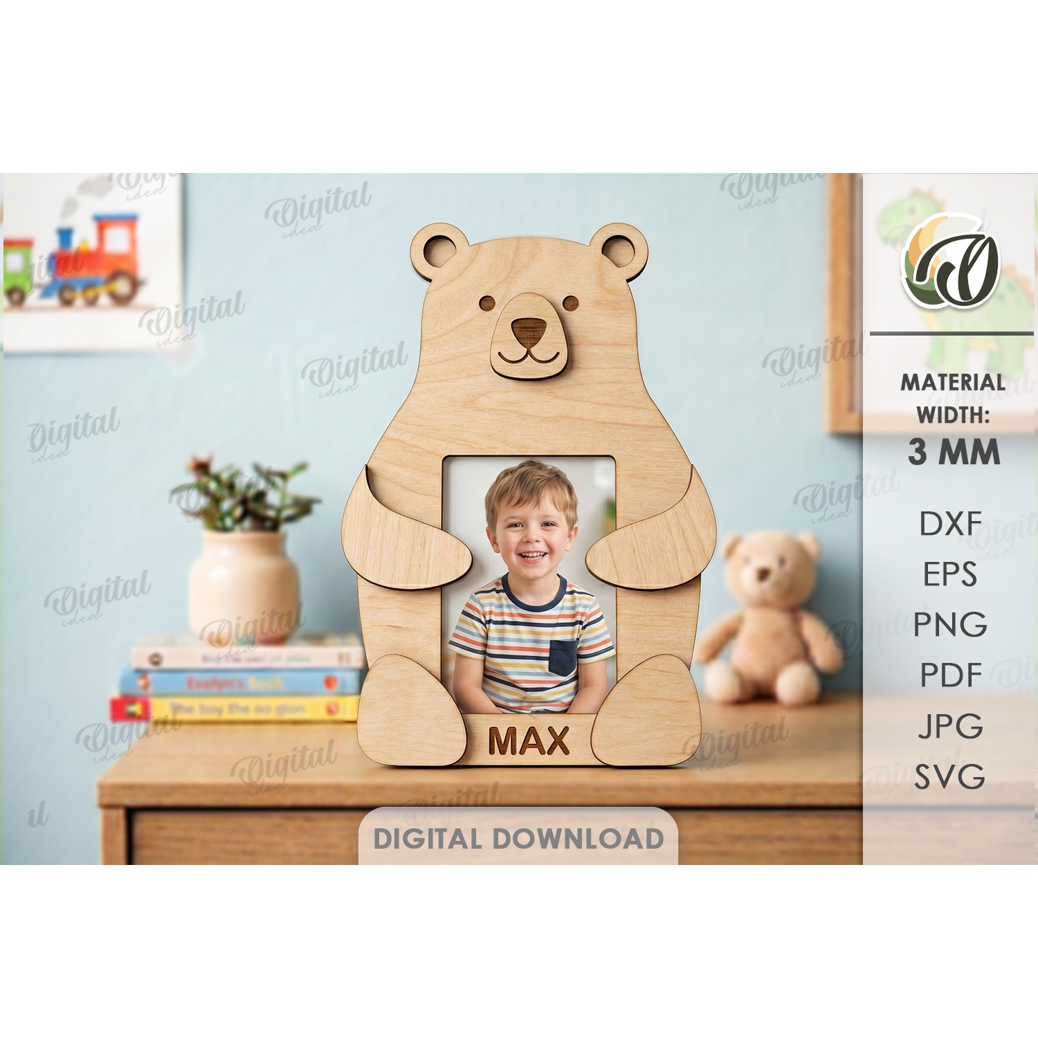 Hugging Animal Photo Frames Bundle Laser Cut. Kids SVG 6