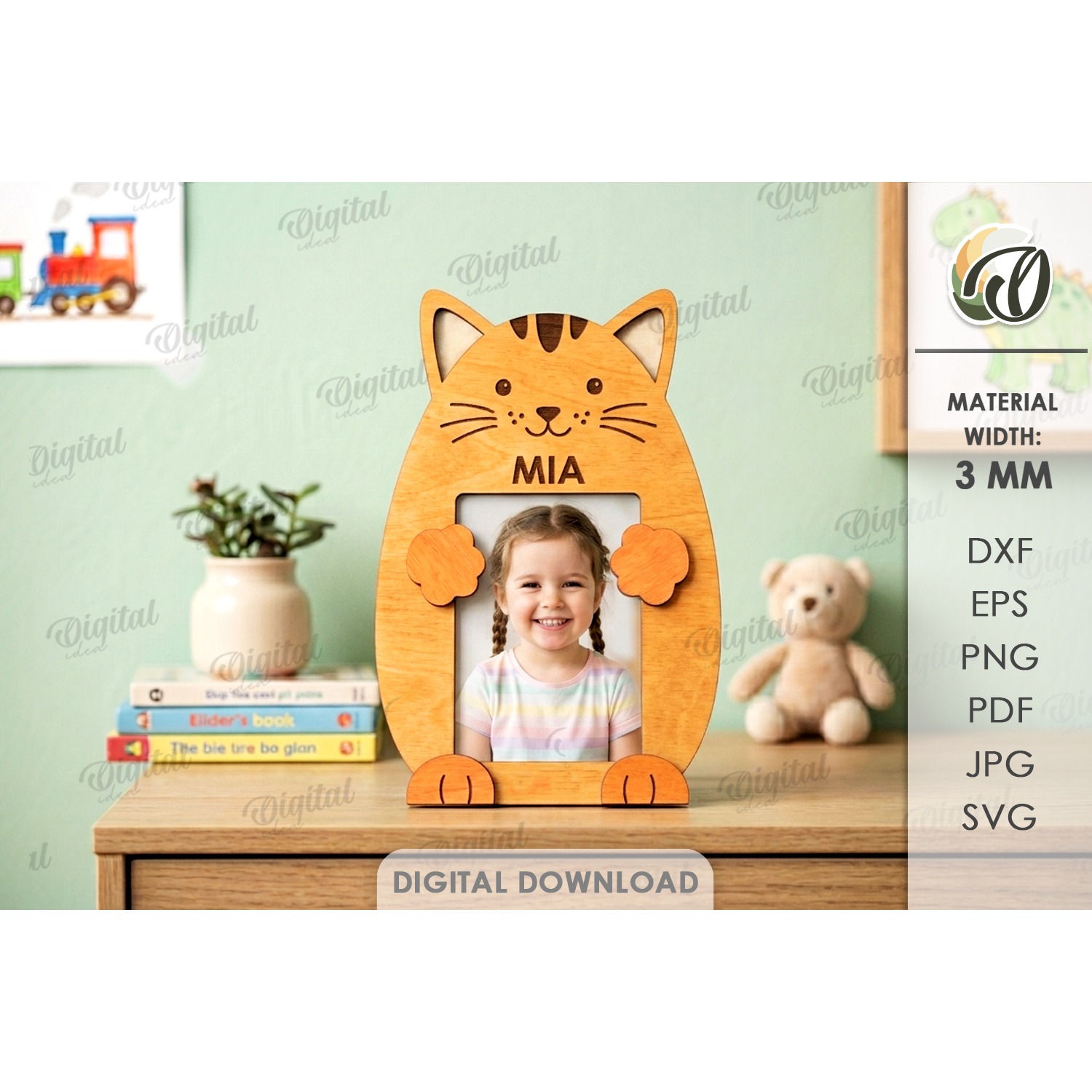 Hugging Animal Photo Frames Bundle Laser Cut. Kids SVG 7
