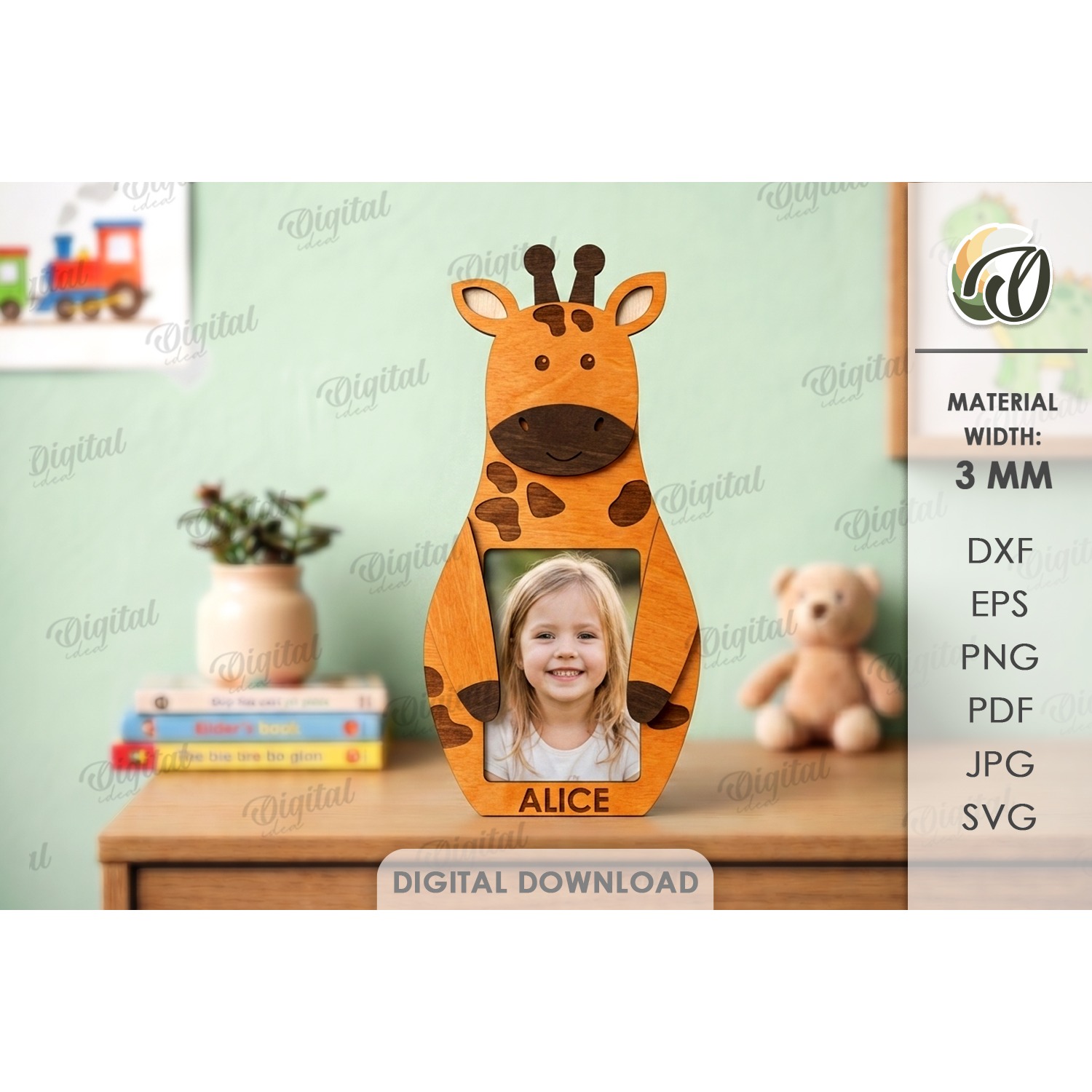 Hugging Animal Photo Frames Bundle Laser Cut. Kids SVG 9