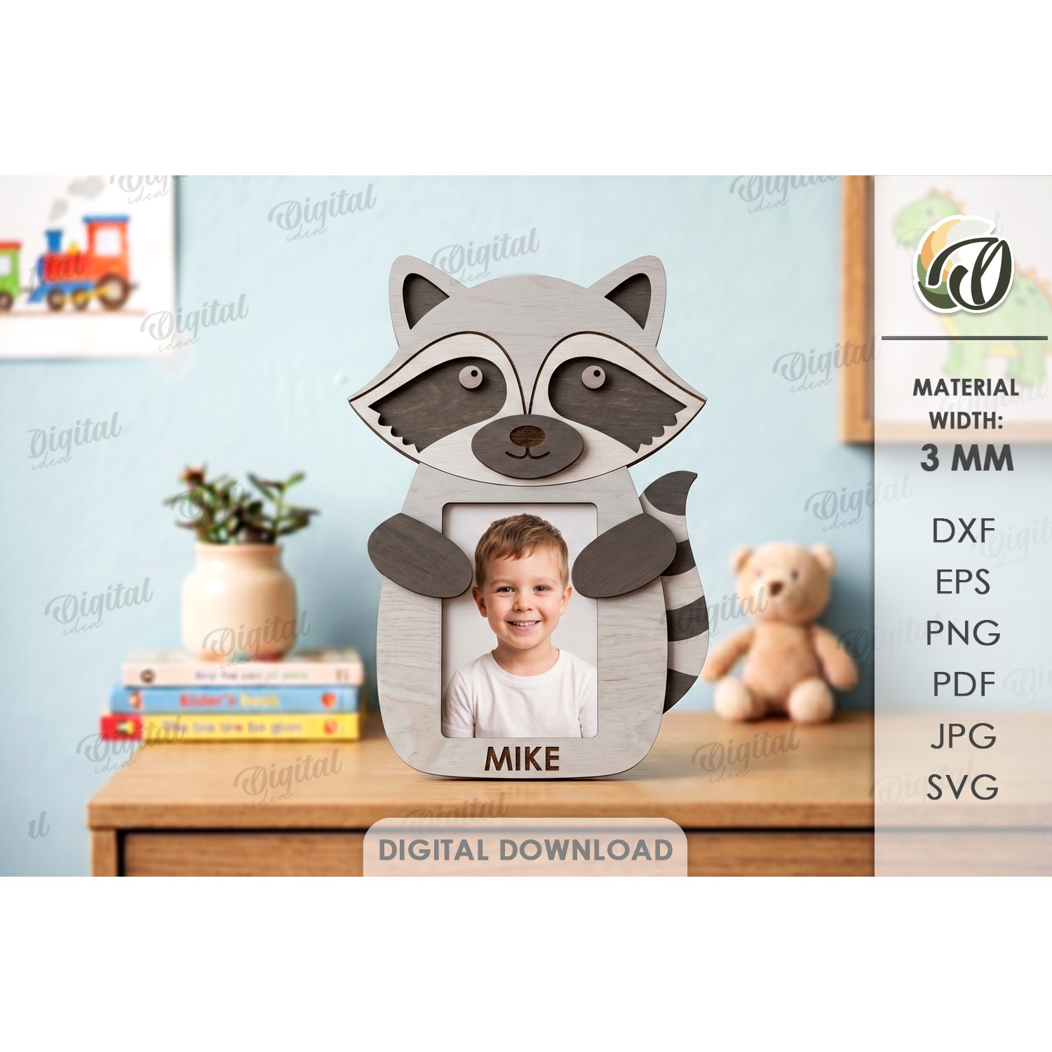 Hugging Animal Photo Frames Bundle Laser Cut. Kids SVG 10