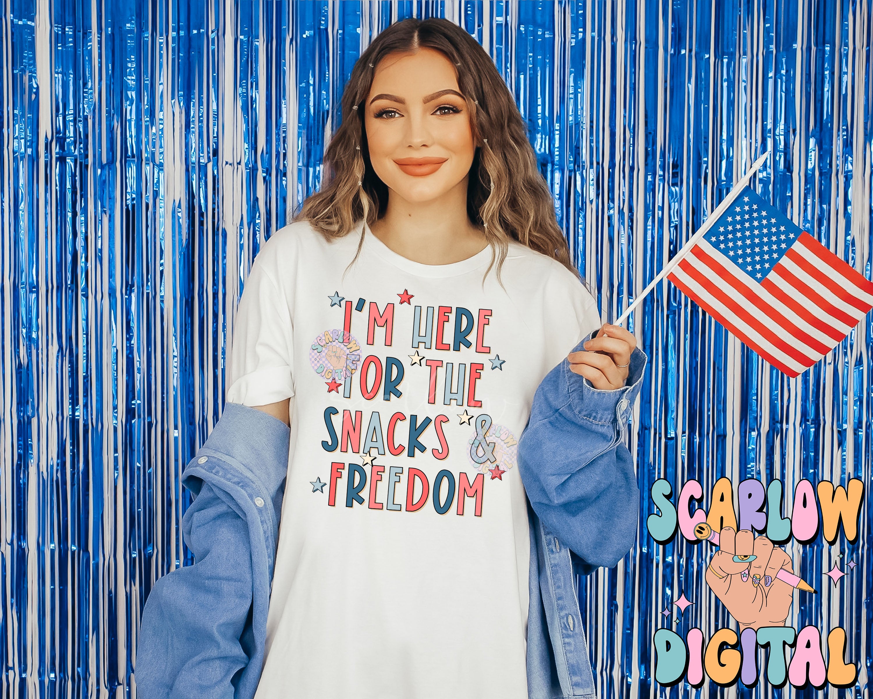 I'm Here For The Snacks and Freedom July 4th PNG sublimation Design Download, red white and blue png, Independence Day png, Fourth of July 4