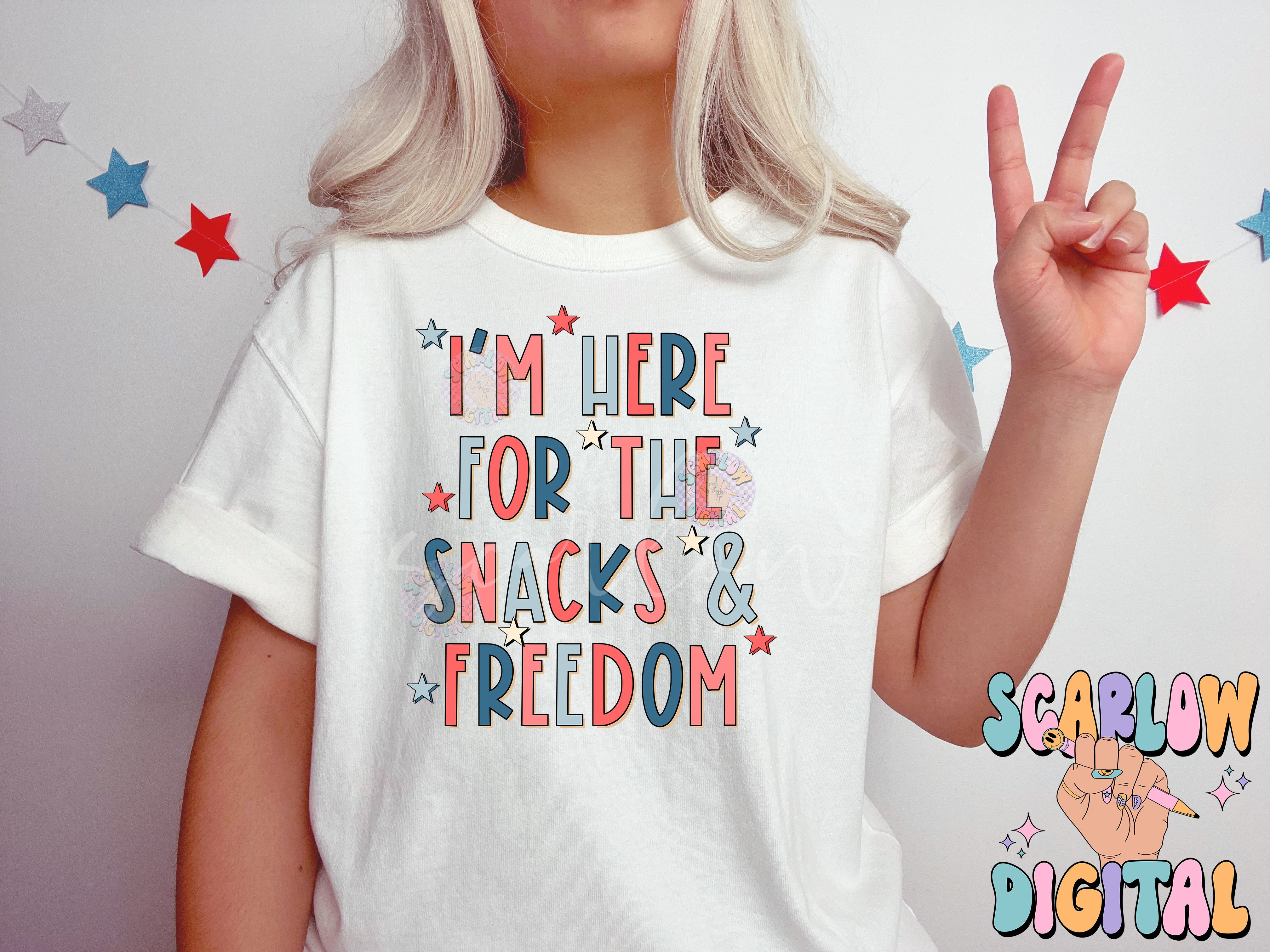 I'm Here For The Snacks and Freedom July 4th PNG sublimation Design Download, red white and blue png, Independence Day png, Fourth of July 5