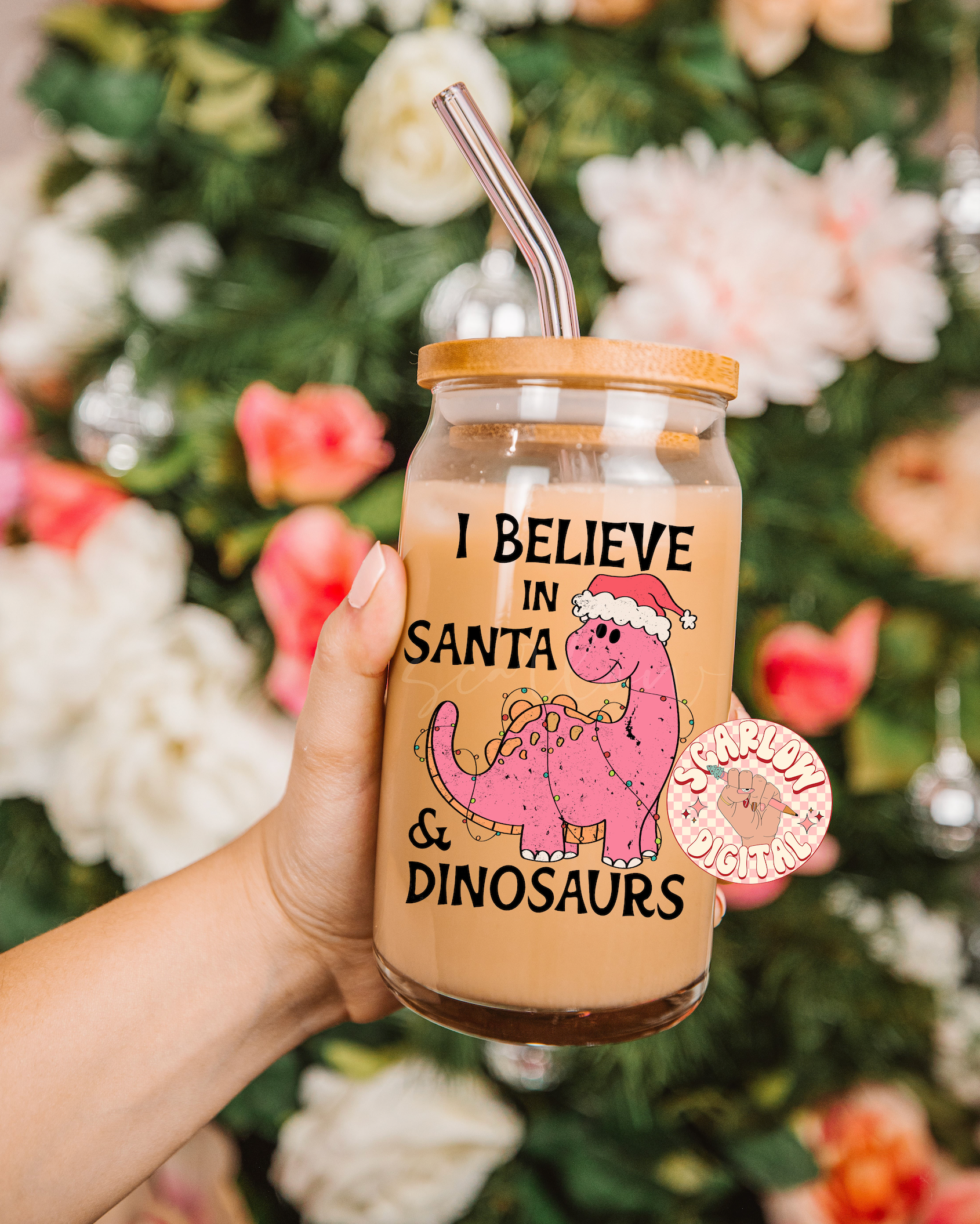 I Believe in Santa and Dinosaurs PNG-Christmas Sublimation Digital Design Download-girl christmas png, dinos png, girl designs, funny png 3