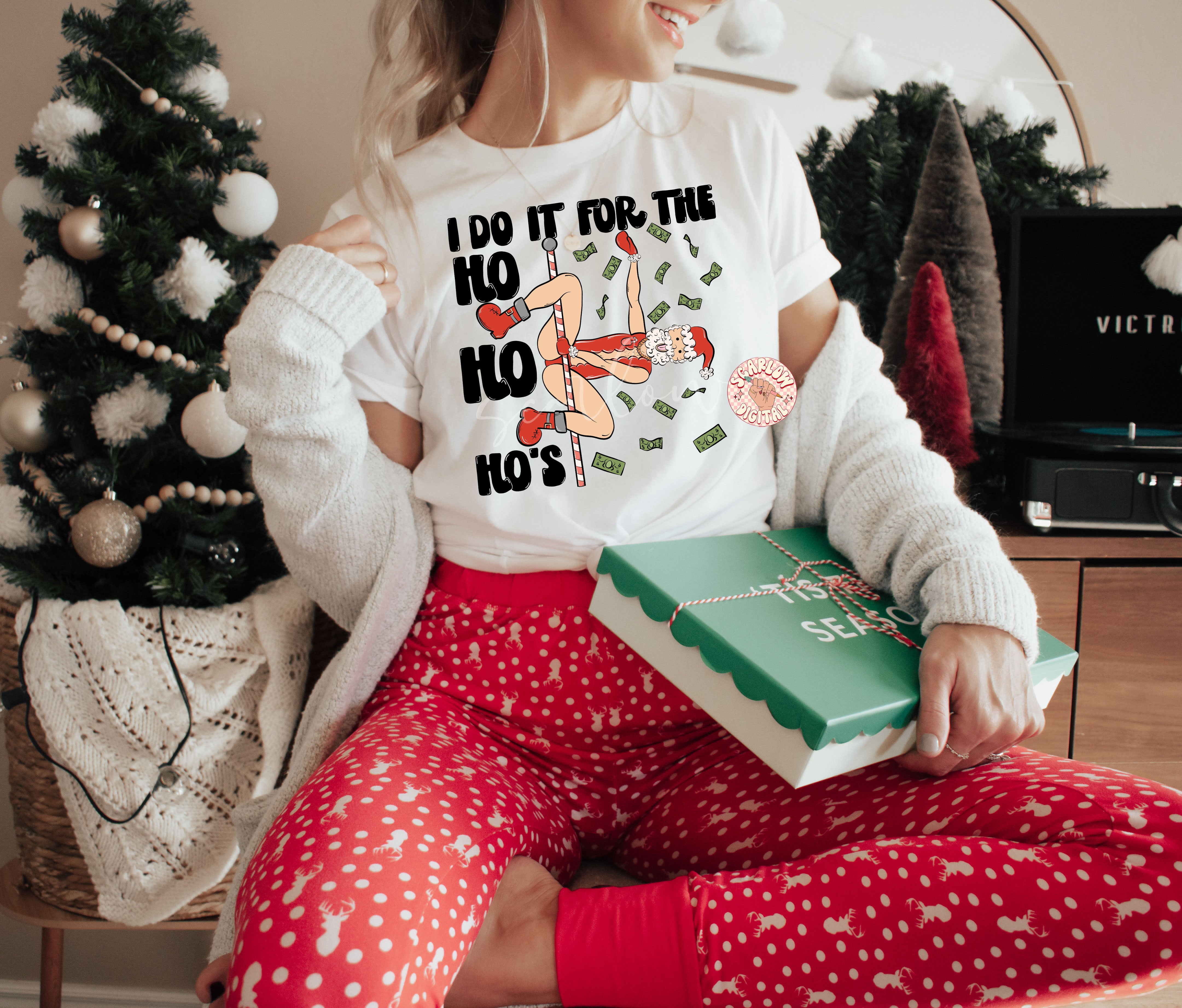 I Do It For The Ho Ho Ho's PNG-Christmas Sublimation Digital Design Download-funny christmas png, adult humor png, santa png, risque png 3
