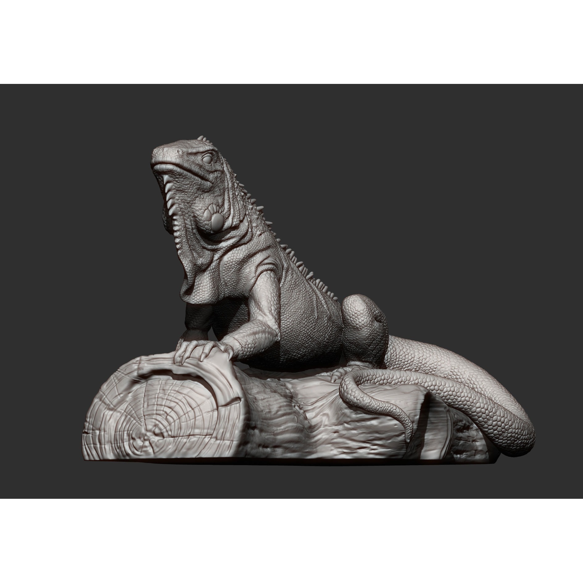Iguana on log 3D print model 4