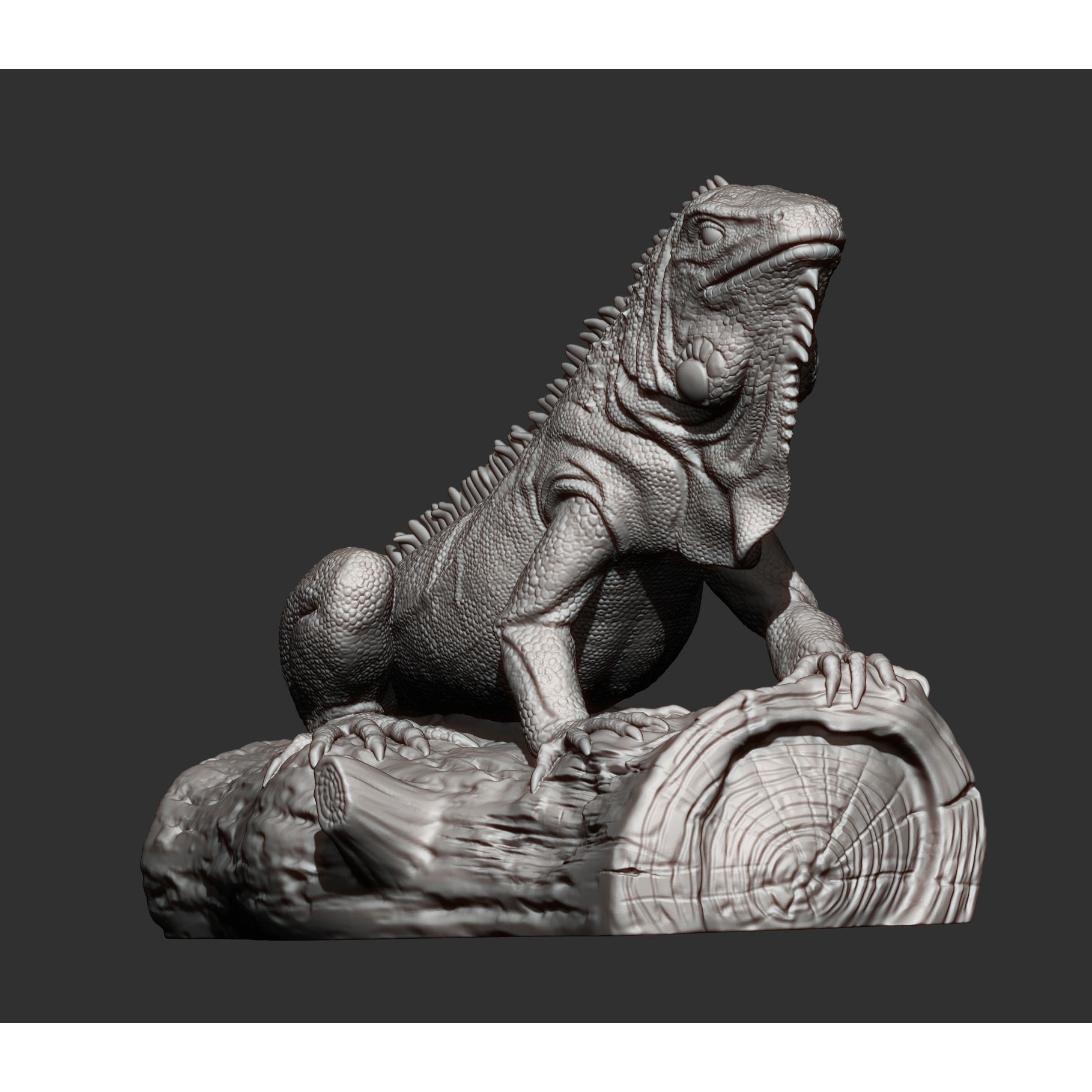 Iguana on log 3D print model 5