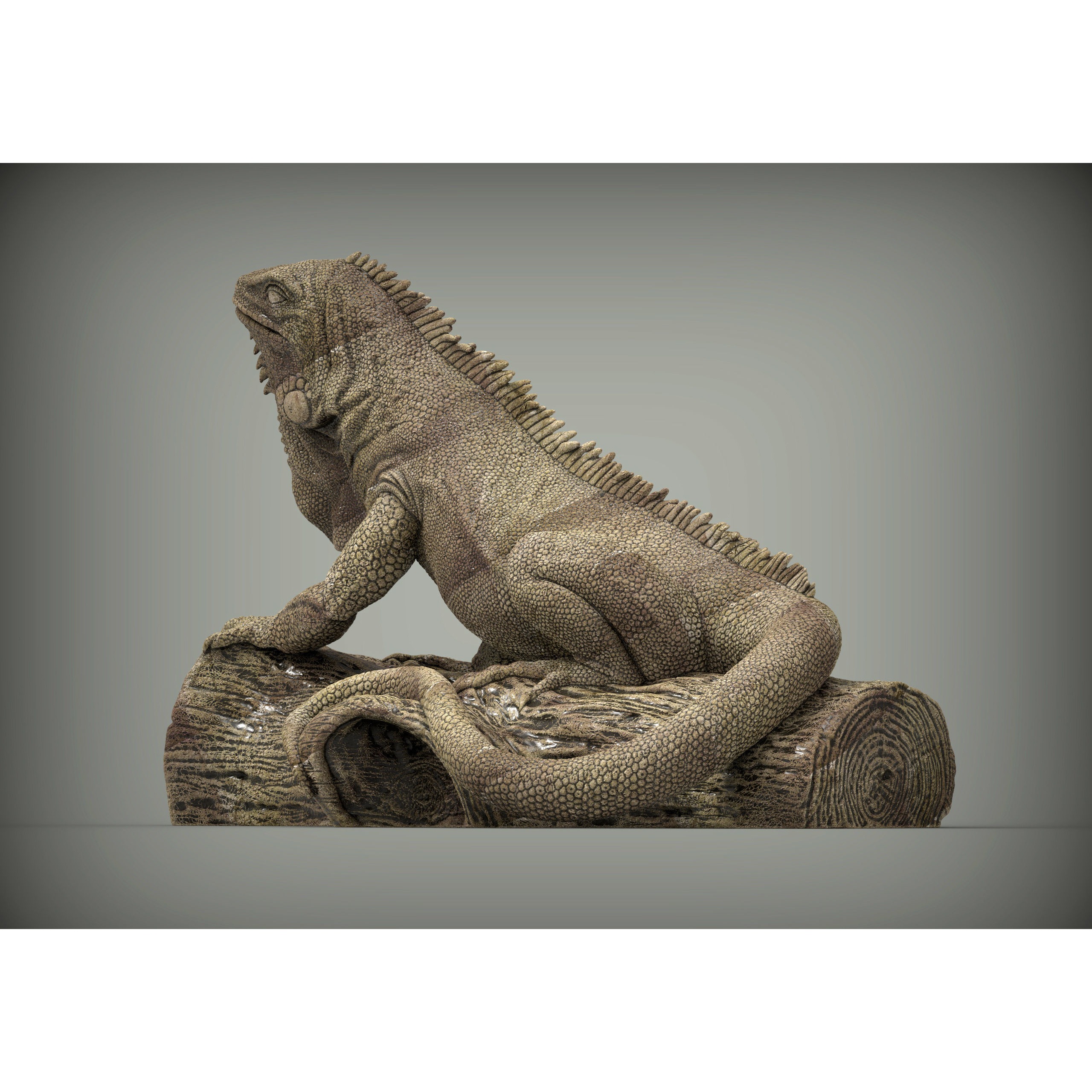 Iguana on log 3D print model 8