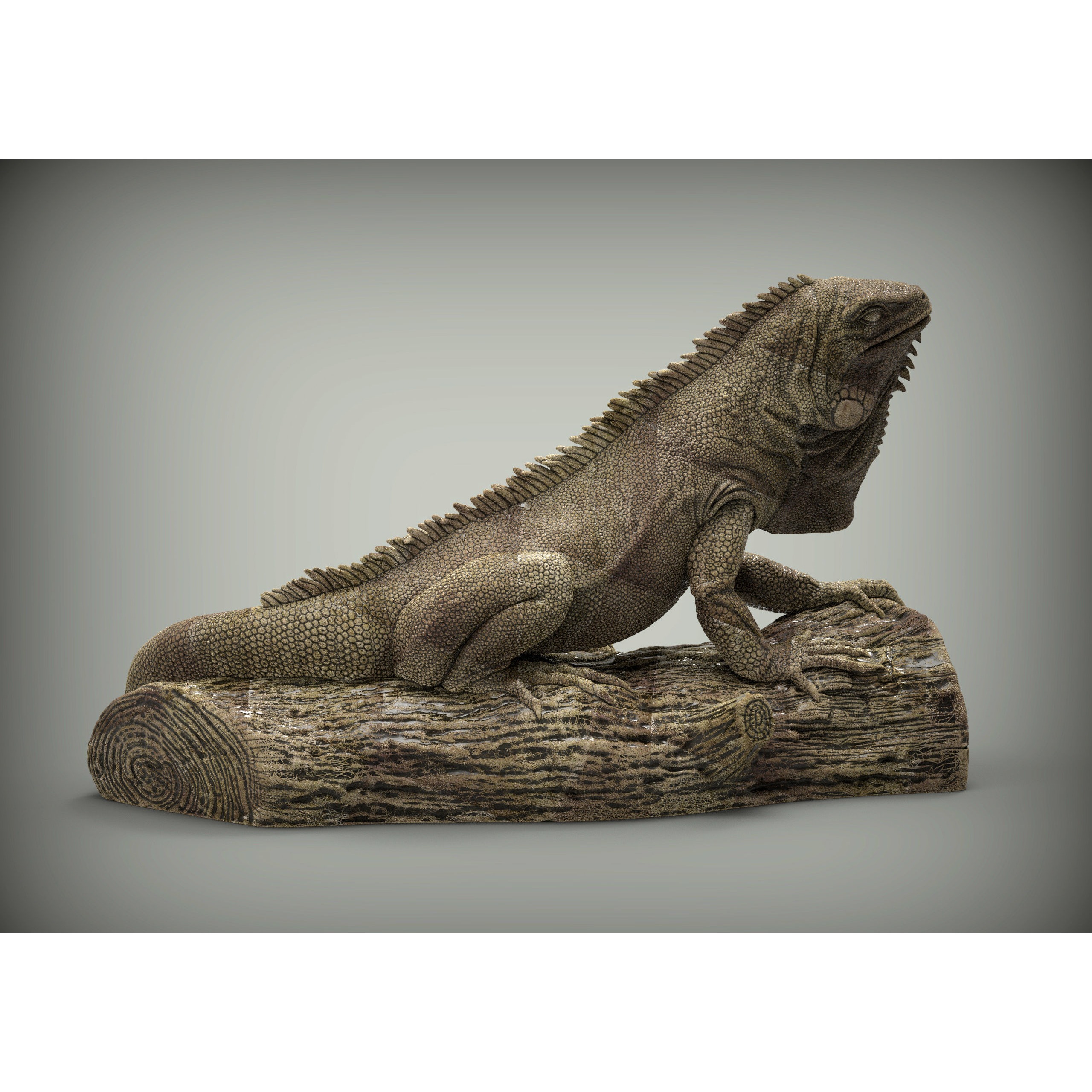Iguana on log 3D print model 9