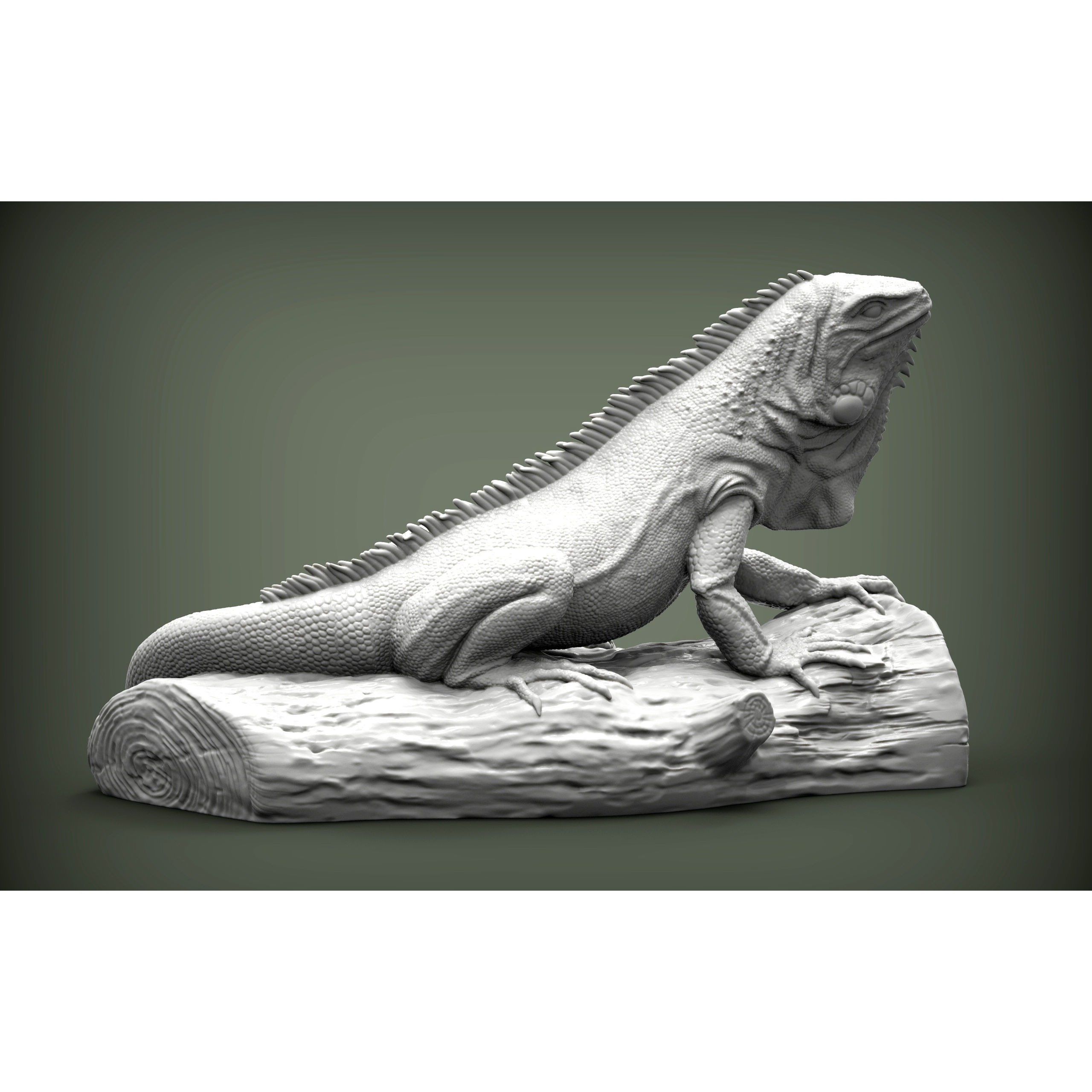 Iguana on log 3D print model 10