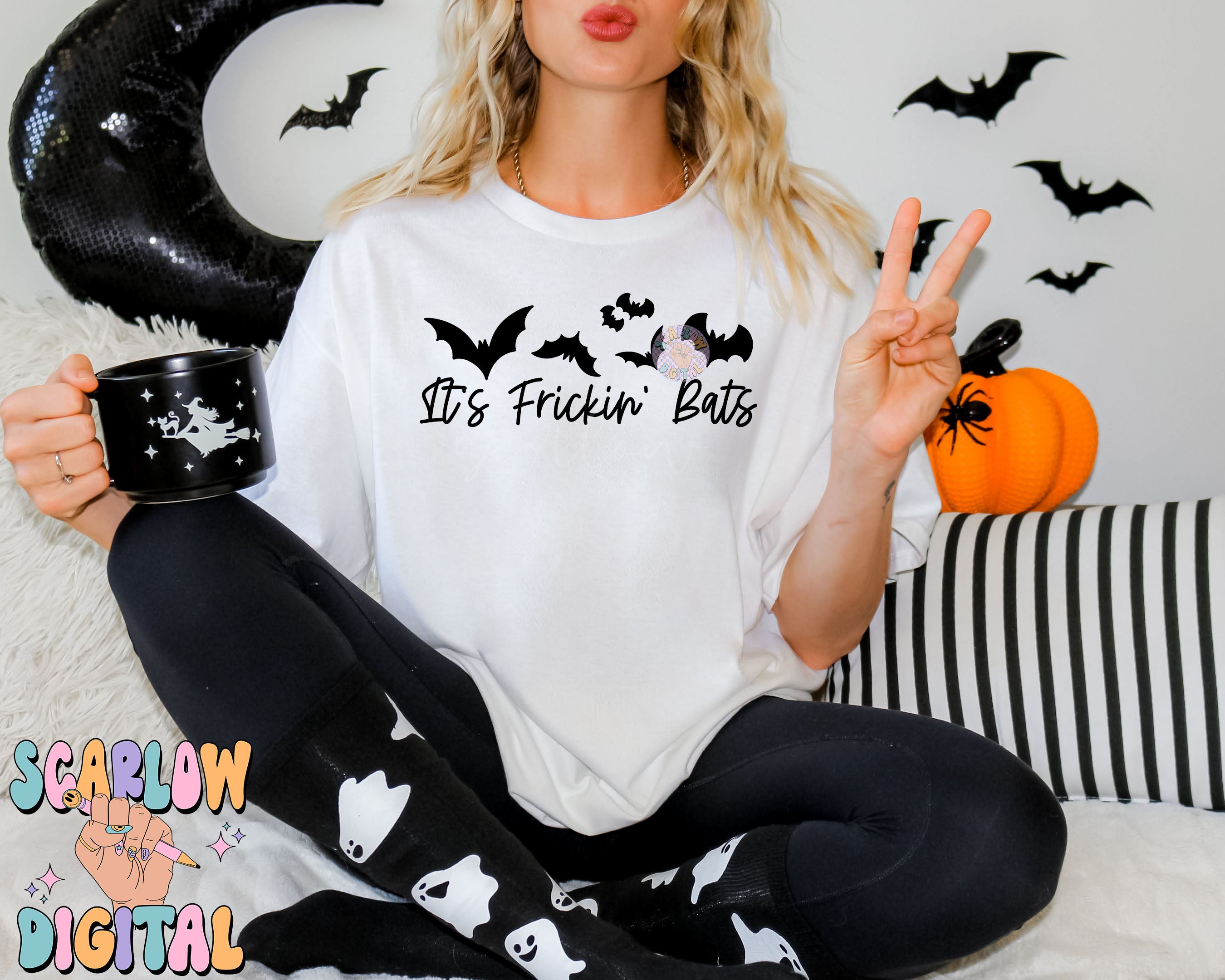 It's Frickin' Bats SVG Digital Design Download, Halloween svg, funny halloween designs, bats png, spooky season png, single color png design 3