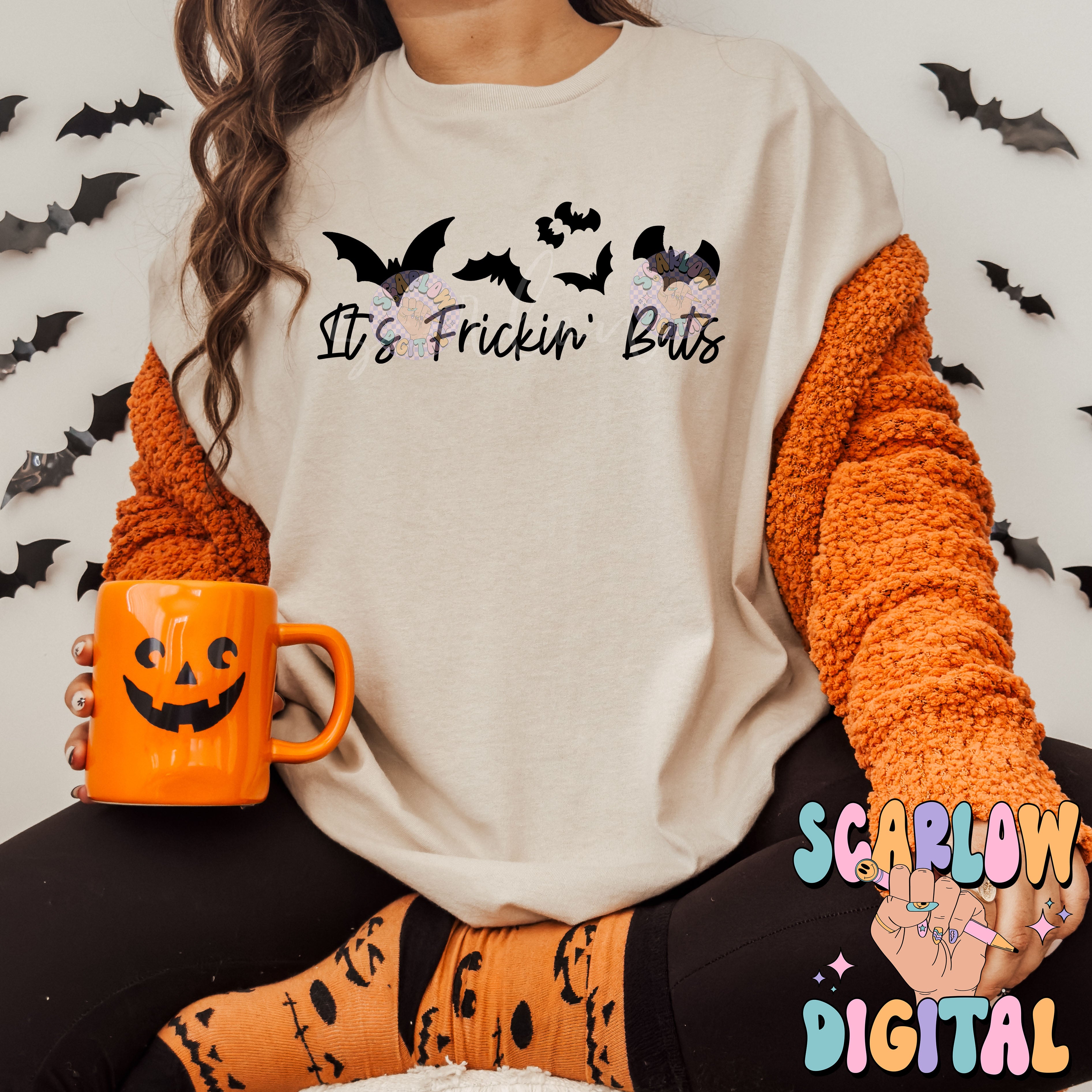It's Frickin' Bats SVG Digital Design Download, Halloween svg, funny halloween designs, bats png, spooky season png, single color png design 5