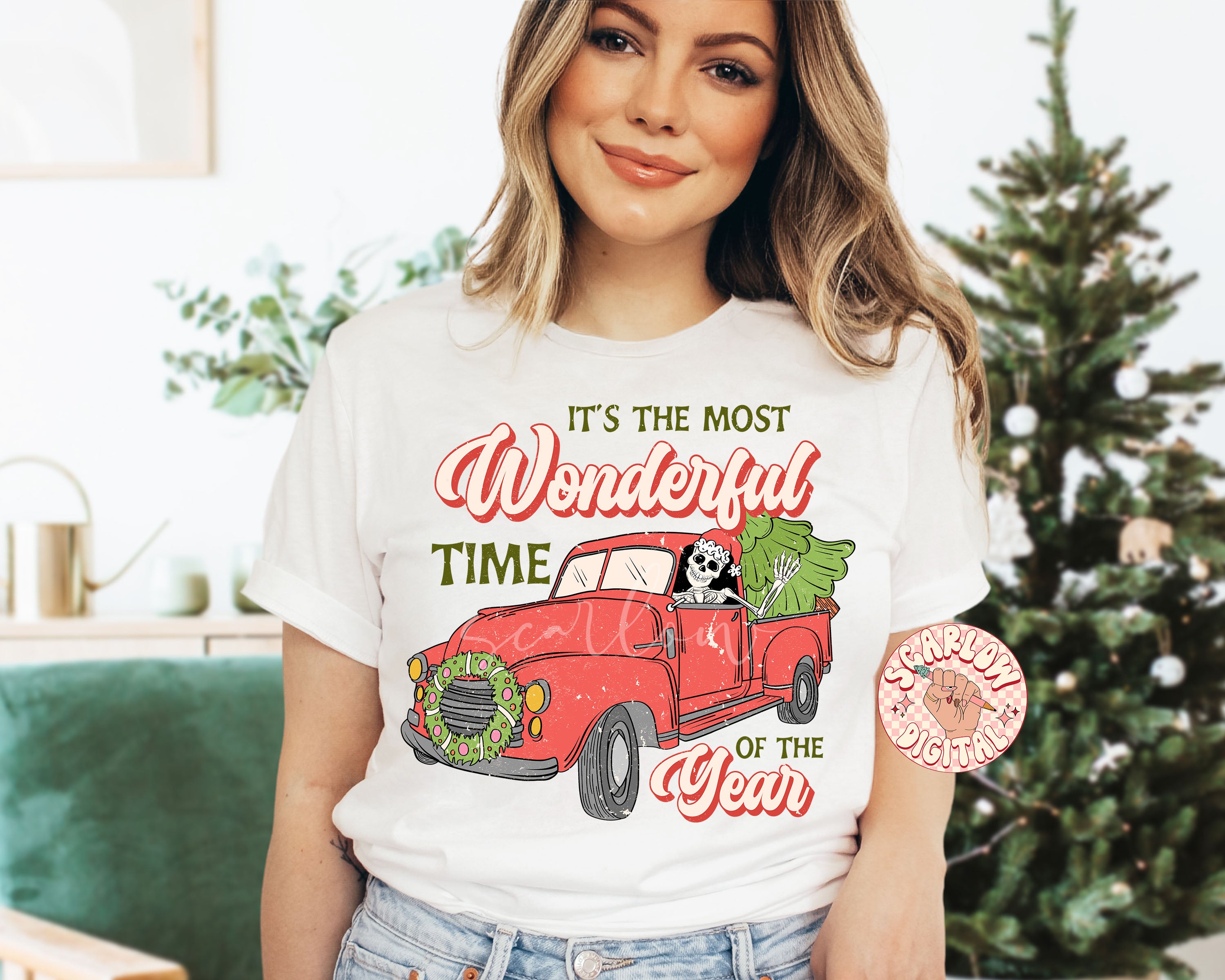 It's the Most Wonderful Time of the Year PNG-Christmas Sublimation Digital Design Download-skeleton christmas png, red truck png, funny png 2