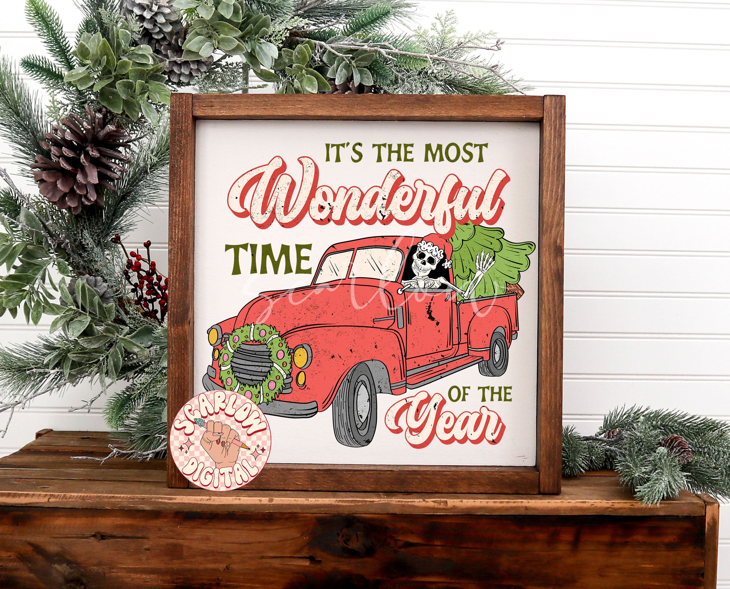 It's the Most Wonderful Time of the Year PNG-Christmas Sublimation Digital Design Download-skeleton christmas png, red truck png, funny png 3