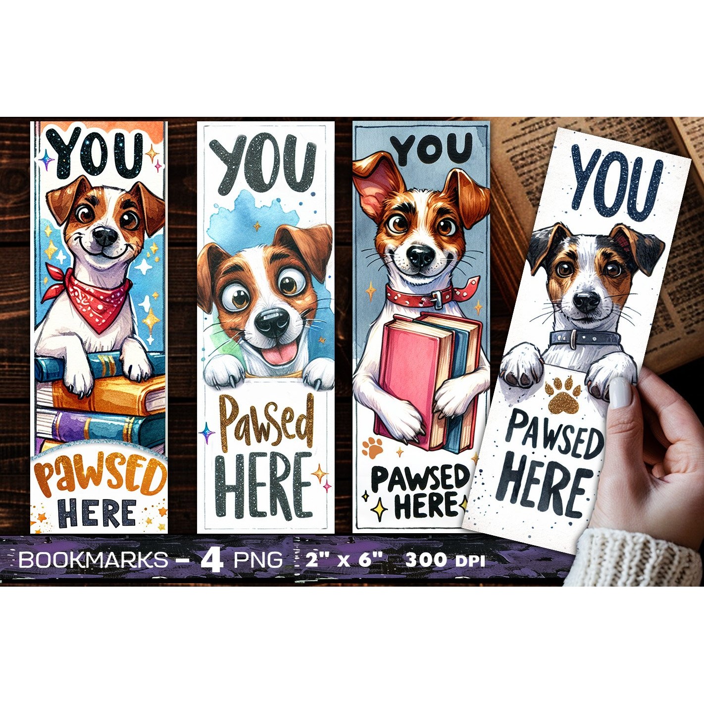 Jack Russell Terrier bookmark, dog bookmark, you pawsed here