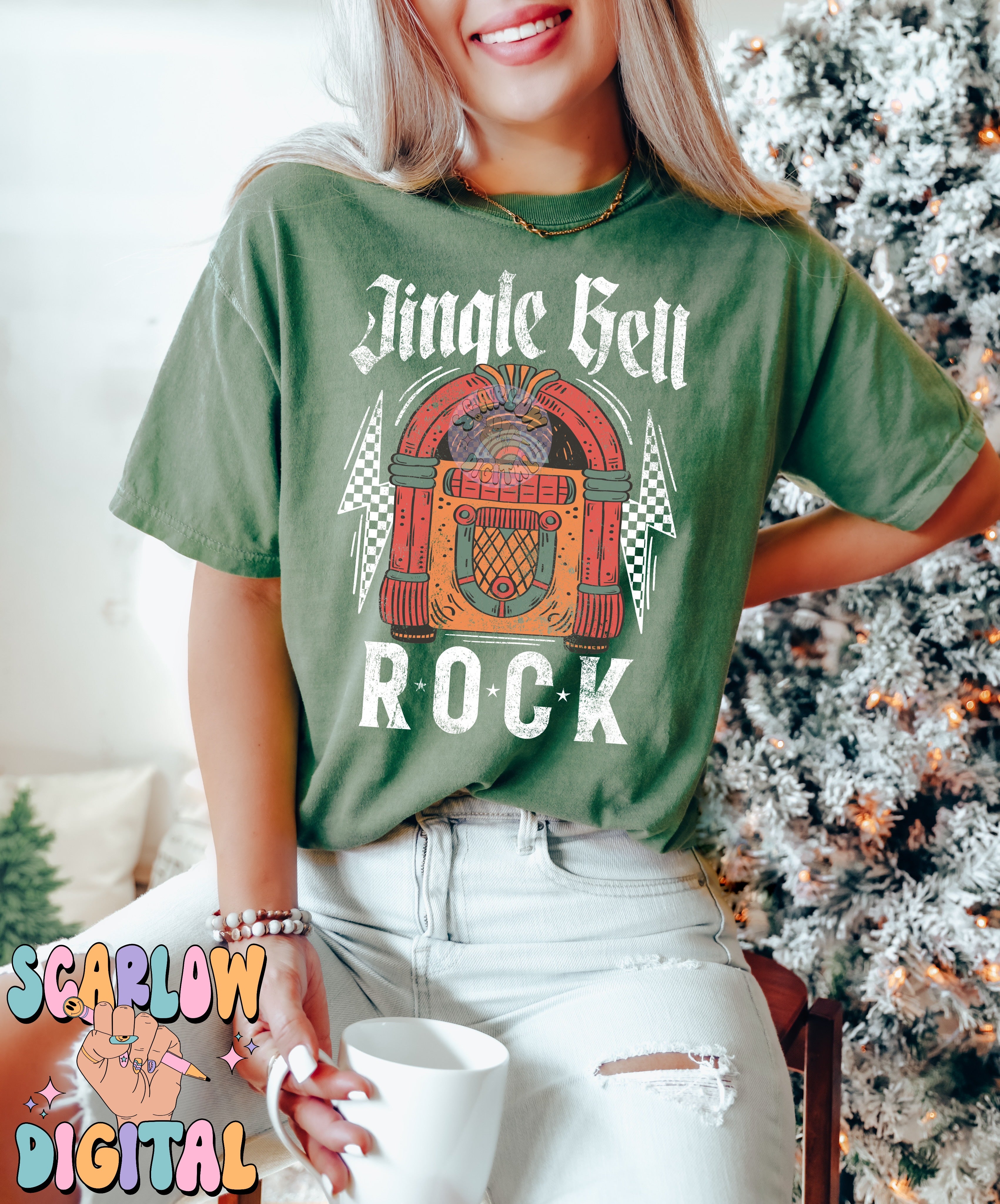 Jingle Bell PNG Digital Design Download, rock and roll png, edgy christmas png, jukebox png, vintage christmas png, grunge christmas designs 4
