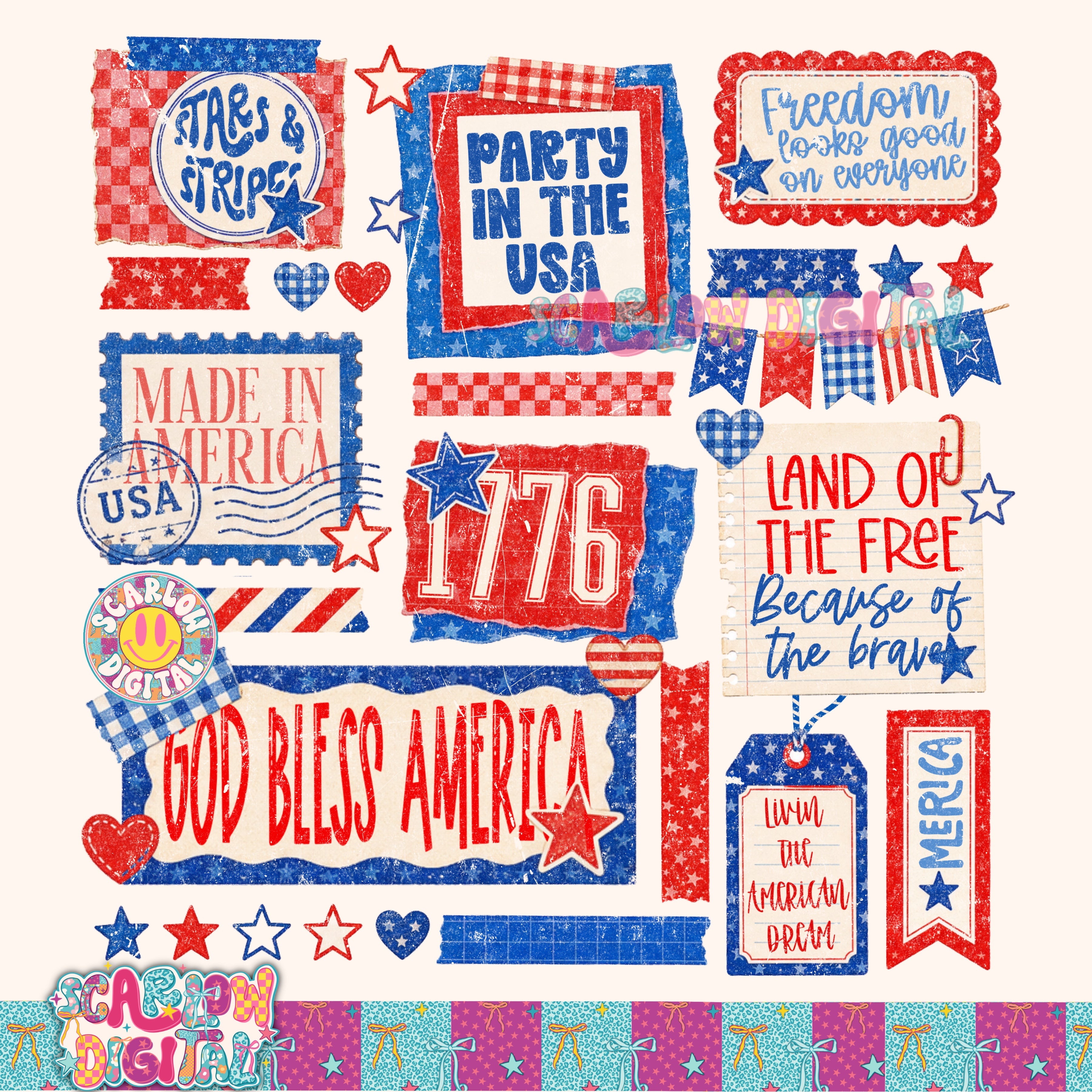 July 4th Pieces PNG Digital Design 2