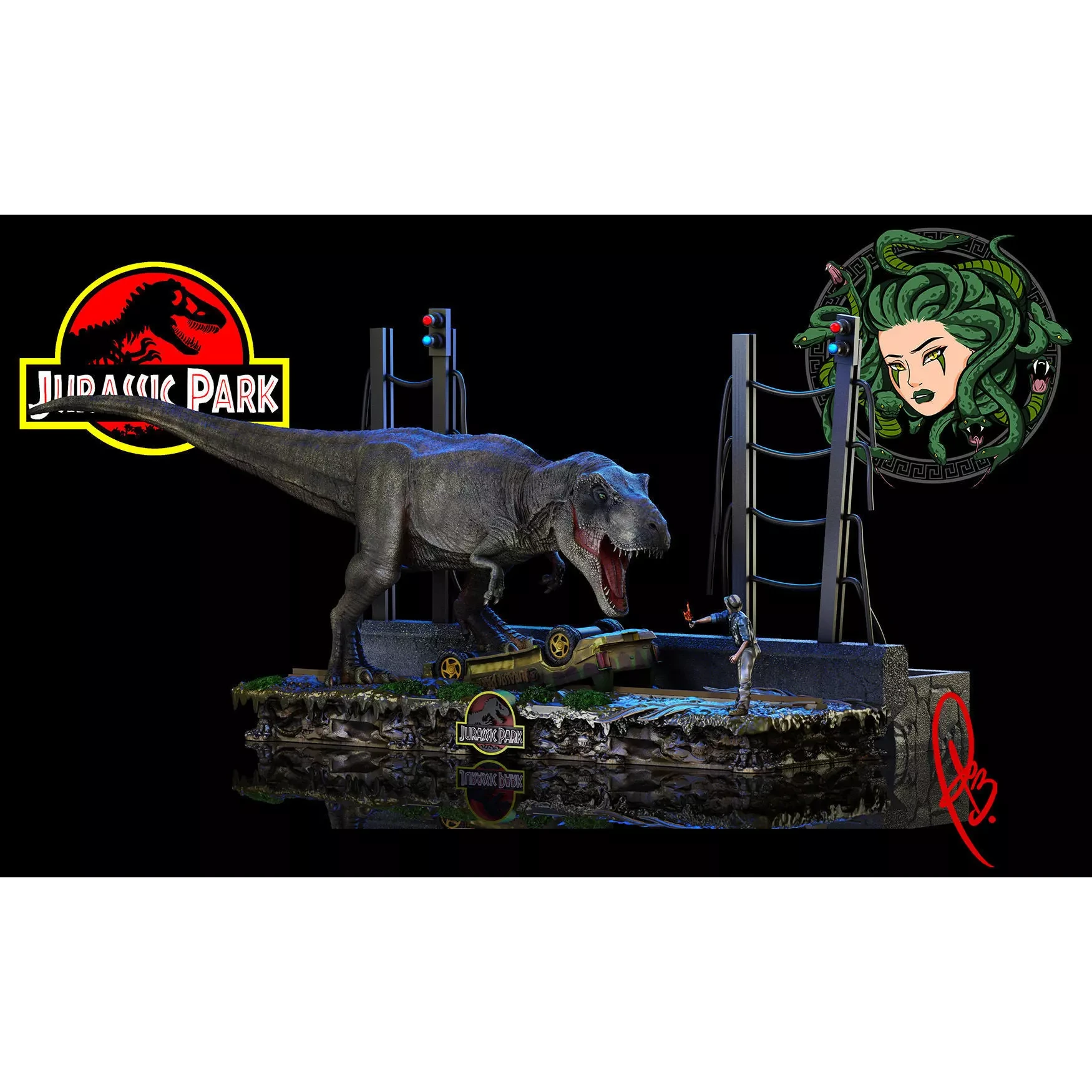 JURASSIC PARK T-REX SCENE 3D print model