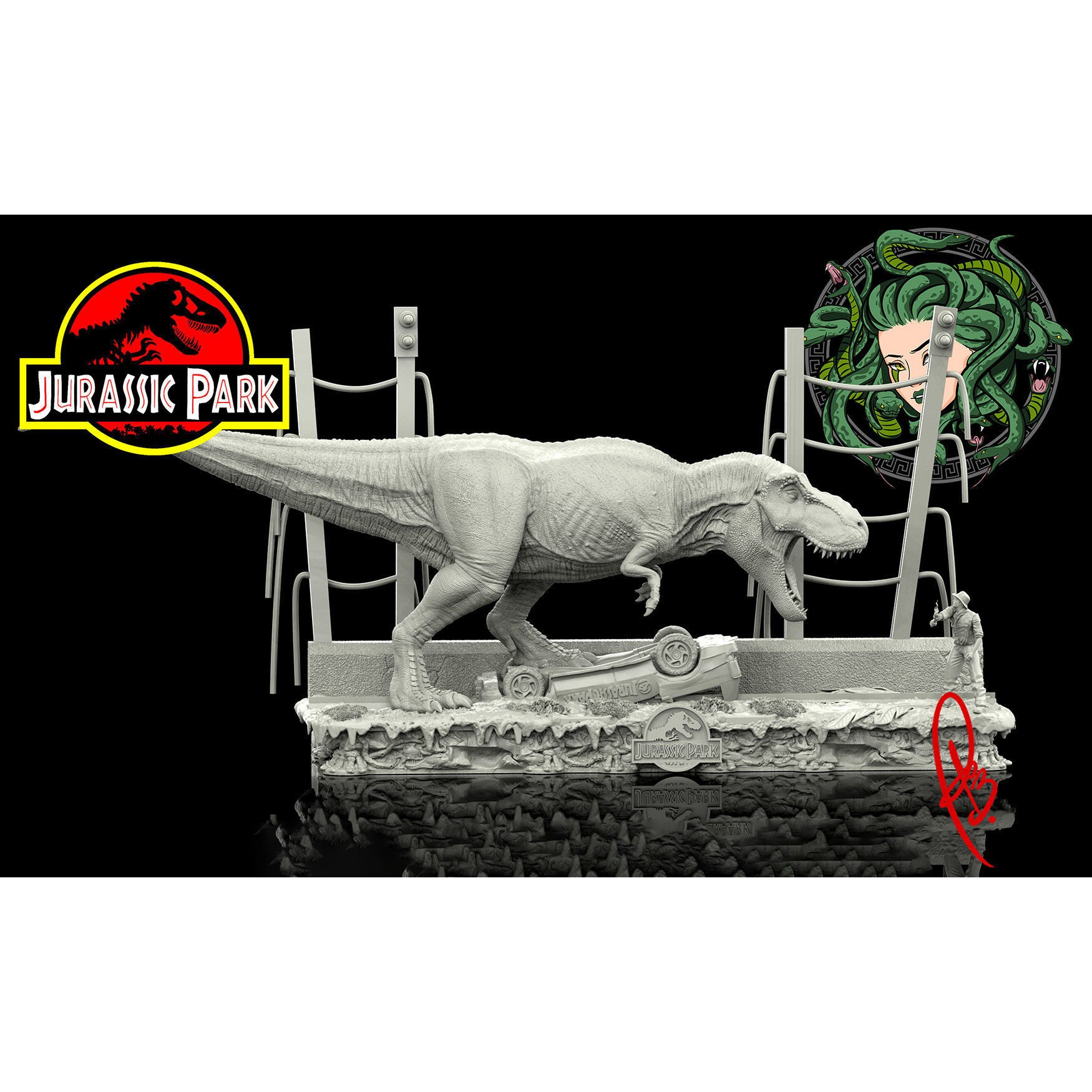 JURASSIC PARK T-REX SCENE 3D print model 10