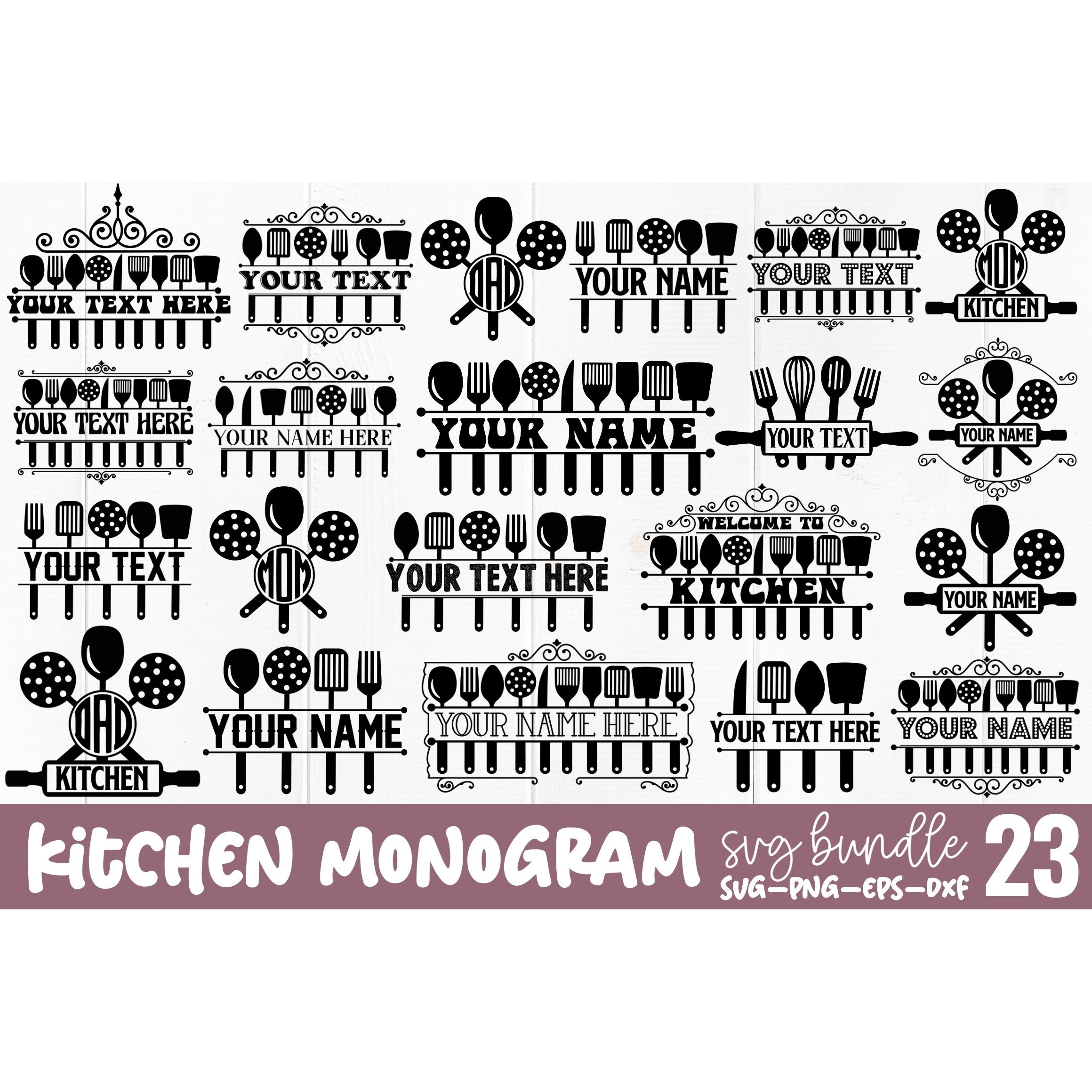 Kitchen Monogram SVG Bundle