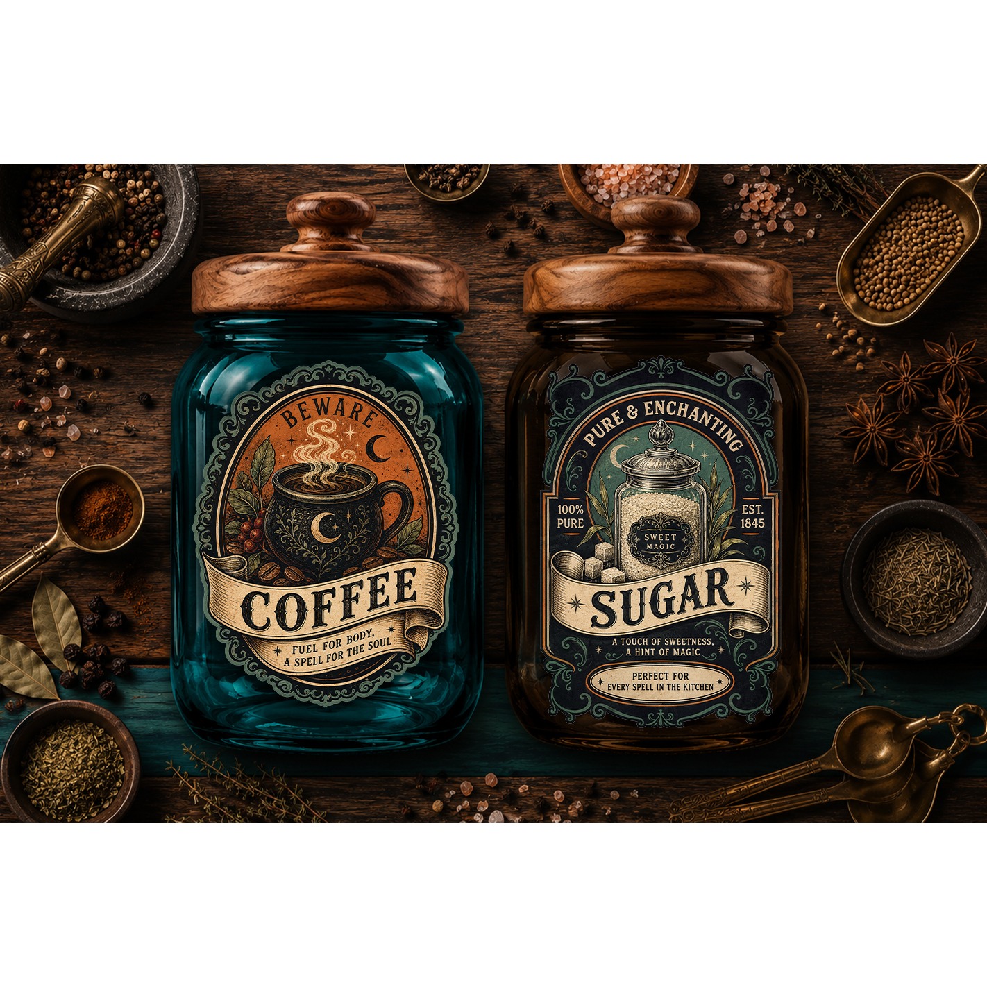 Kitchen Pantry labels, Witchy magic kitchen 4 PNG labels 2
