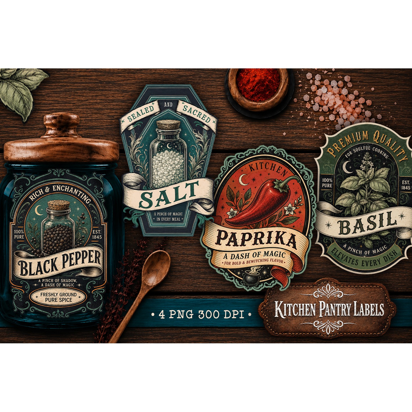 Kitchen Pantry labels, Witchy magic kitchen 4 PNG labels (2)