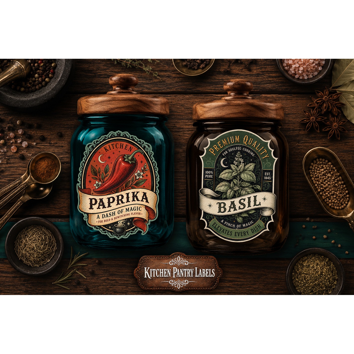 Kitchen Pantry labels, Witchy magic kitchen 4 PNG labels (2) 2