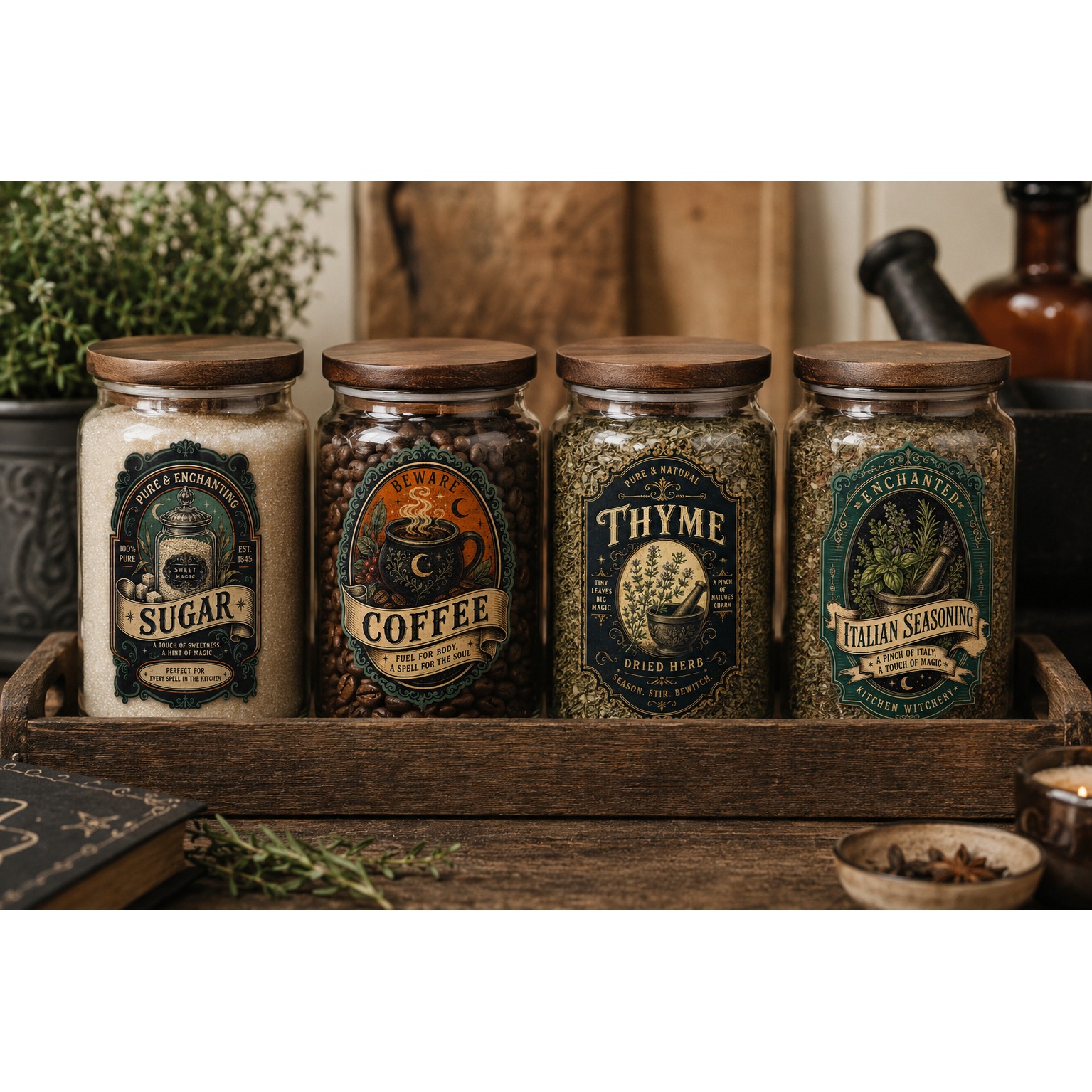 Kitchen Pantry labels, Witchy magic kitchen 4 PNG labels 4
