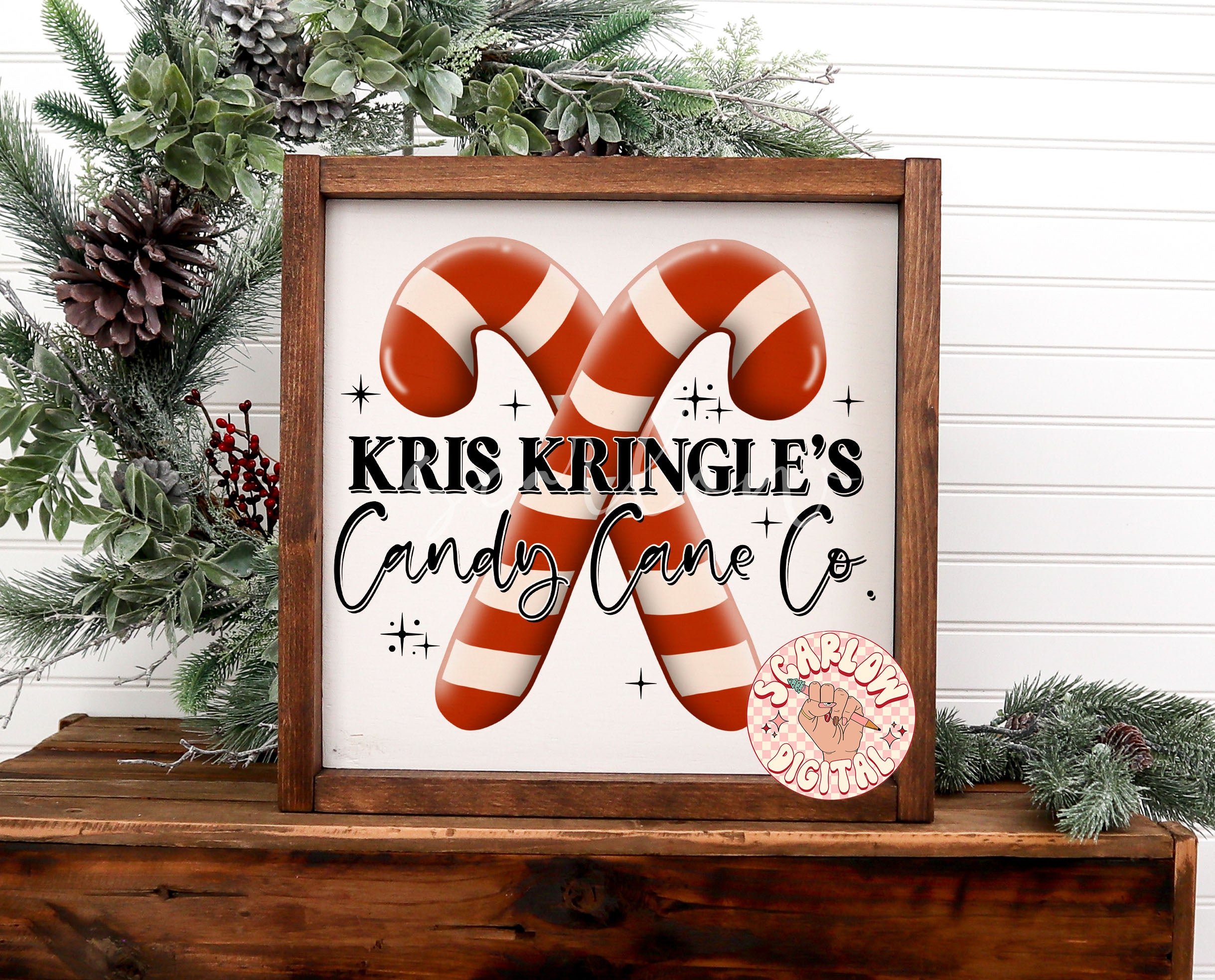 Kris Kringle's Candy Cane Co. PNG-Christmas Sublimation Digital Design Download-santa claus png, christmas candy png, simple png, boho png 3