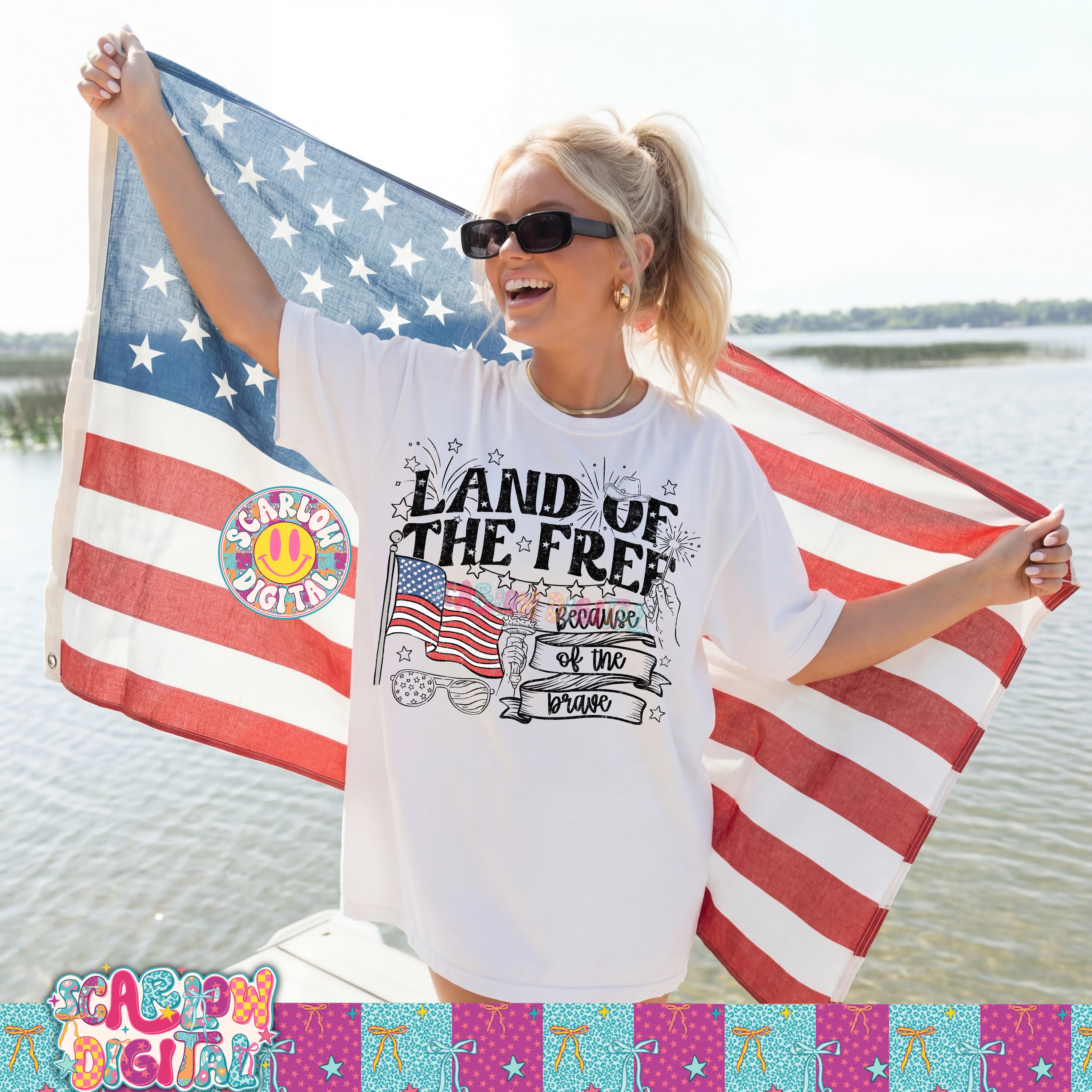 Land of the Free Because of the Brave PNG Digital Design 2