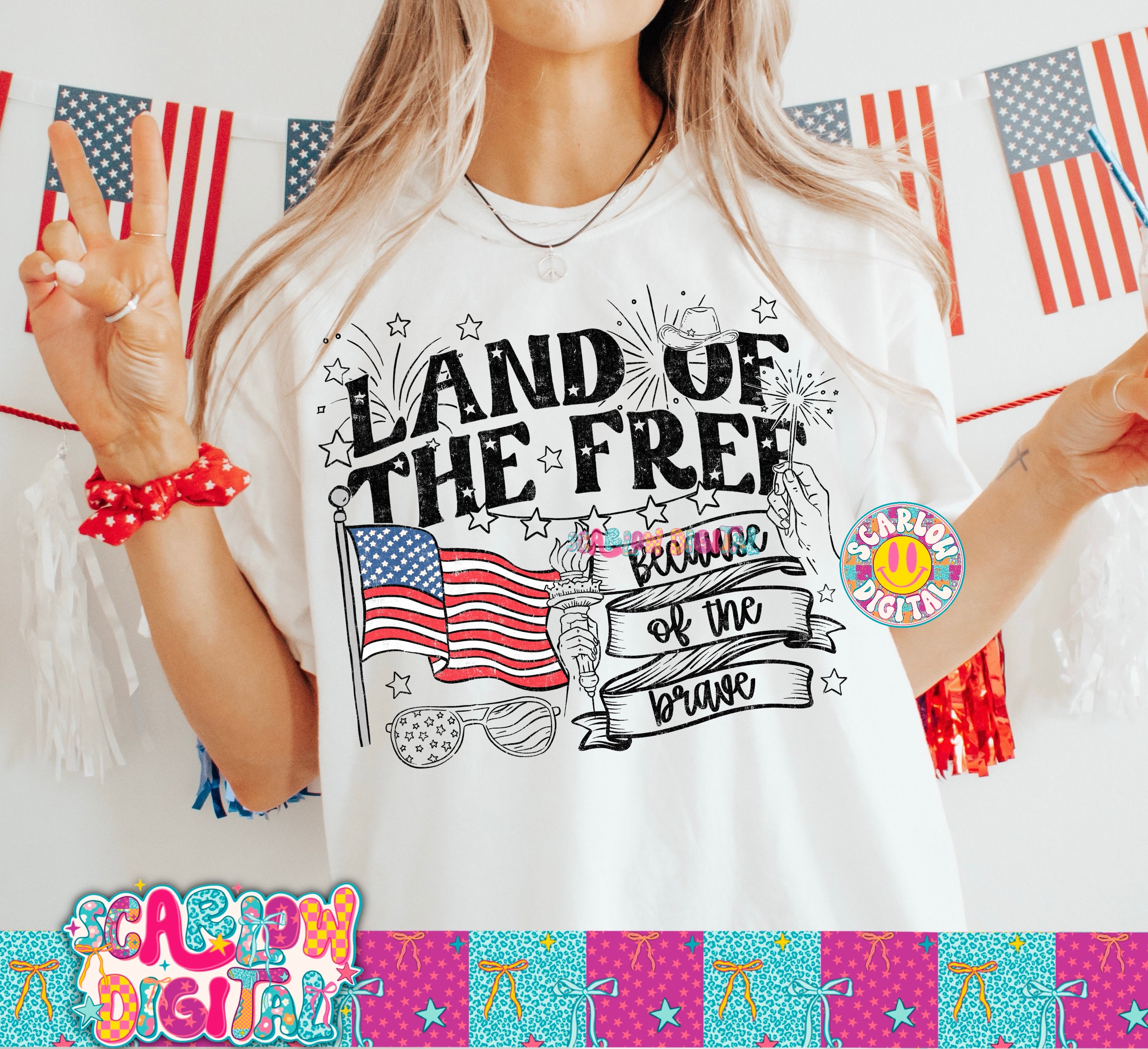 Land of the Free Because of the Brave PNG Digital Design 3