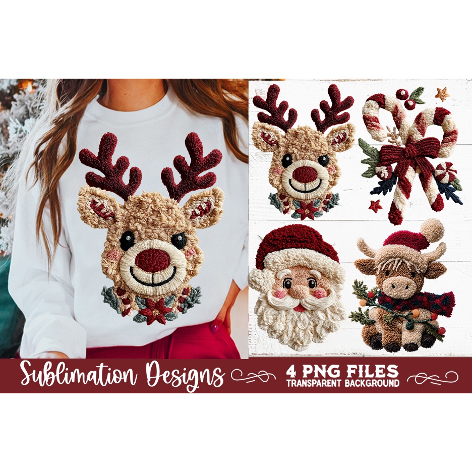 Latch Hook Yarn Christmas Sublimation PNG designs 2