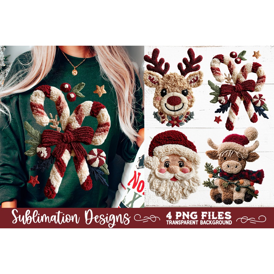 Latch Hook Yarn Christmas Sublimation PNG designs 5