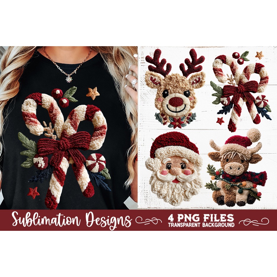 Latch Hook Yarn Christmas Sublimation PNG designs 7