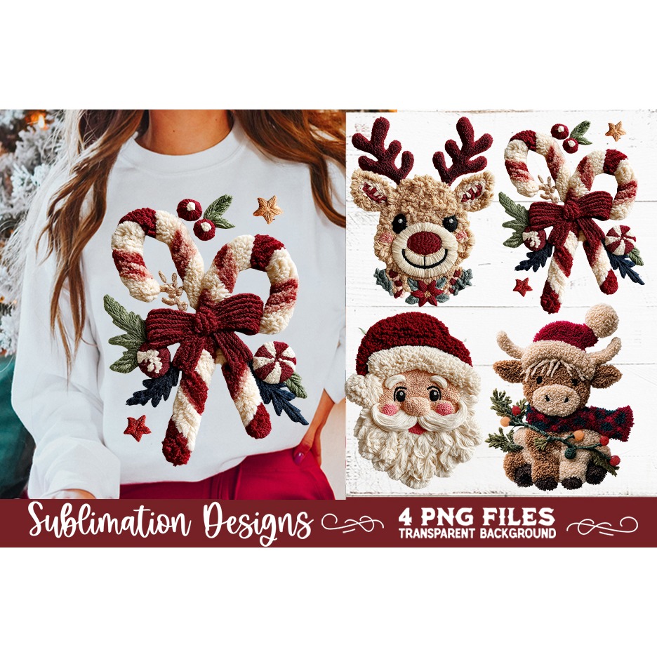 Latch Hook Yarn Christmas Sublimation PNG designs 8