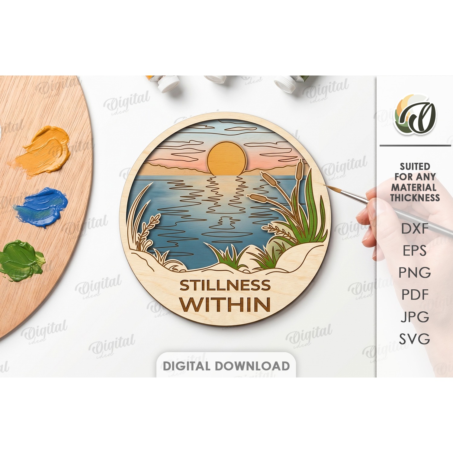 Layered Coloring Round Sign Laser Cut. Wall Decor SVG