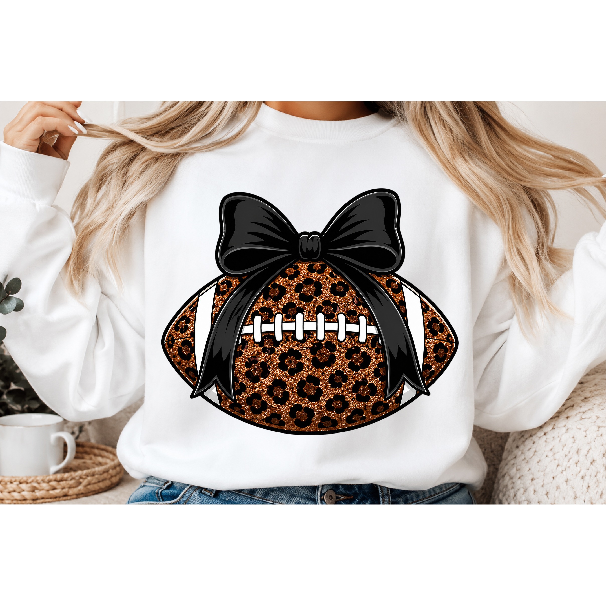 Leopard Football Bow Glitter PNG 2